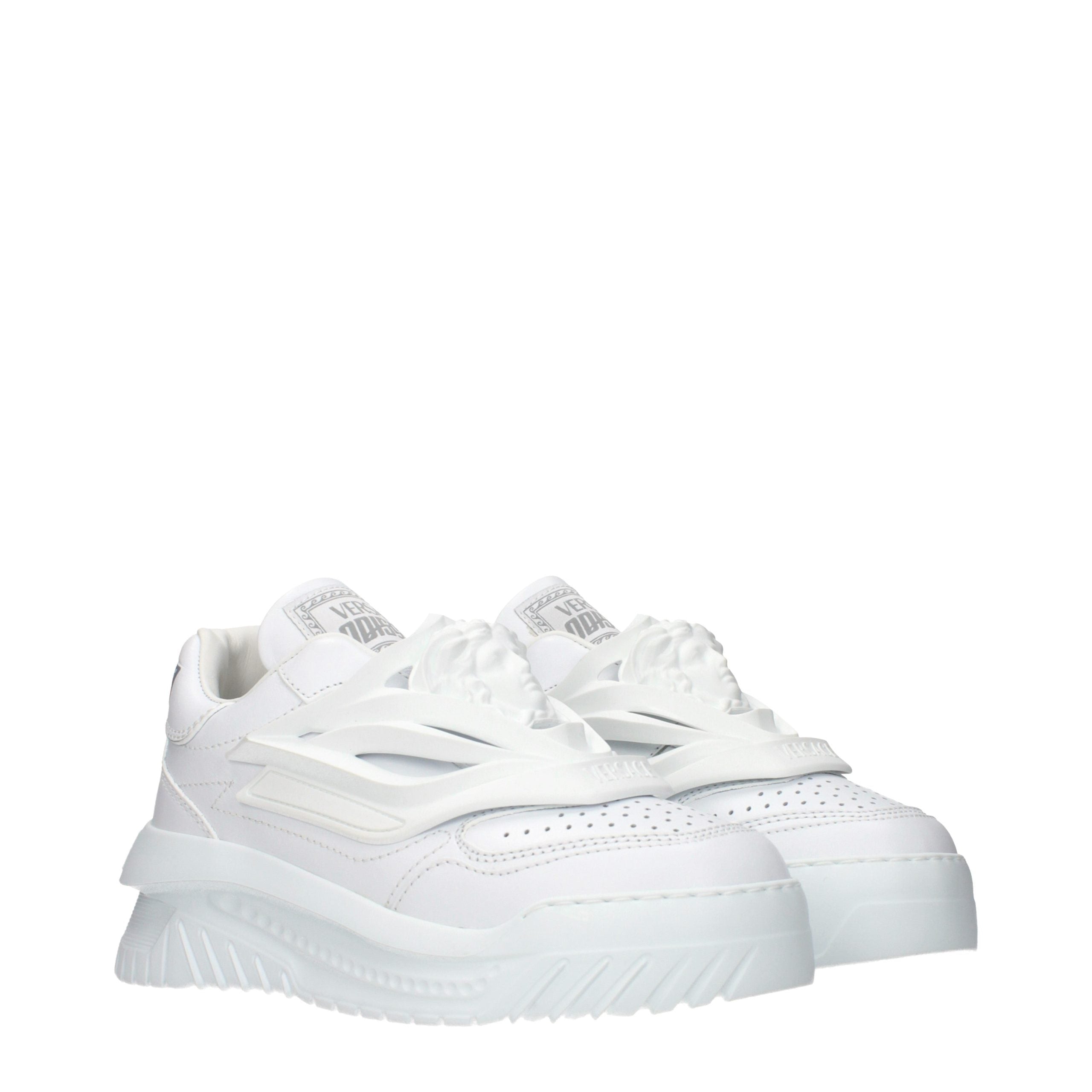 Versace White Leather Low Top Sneakers