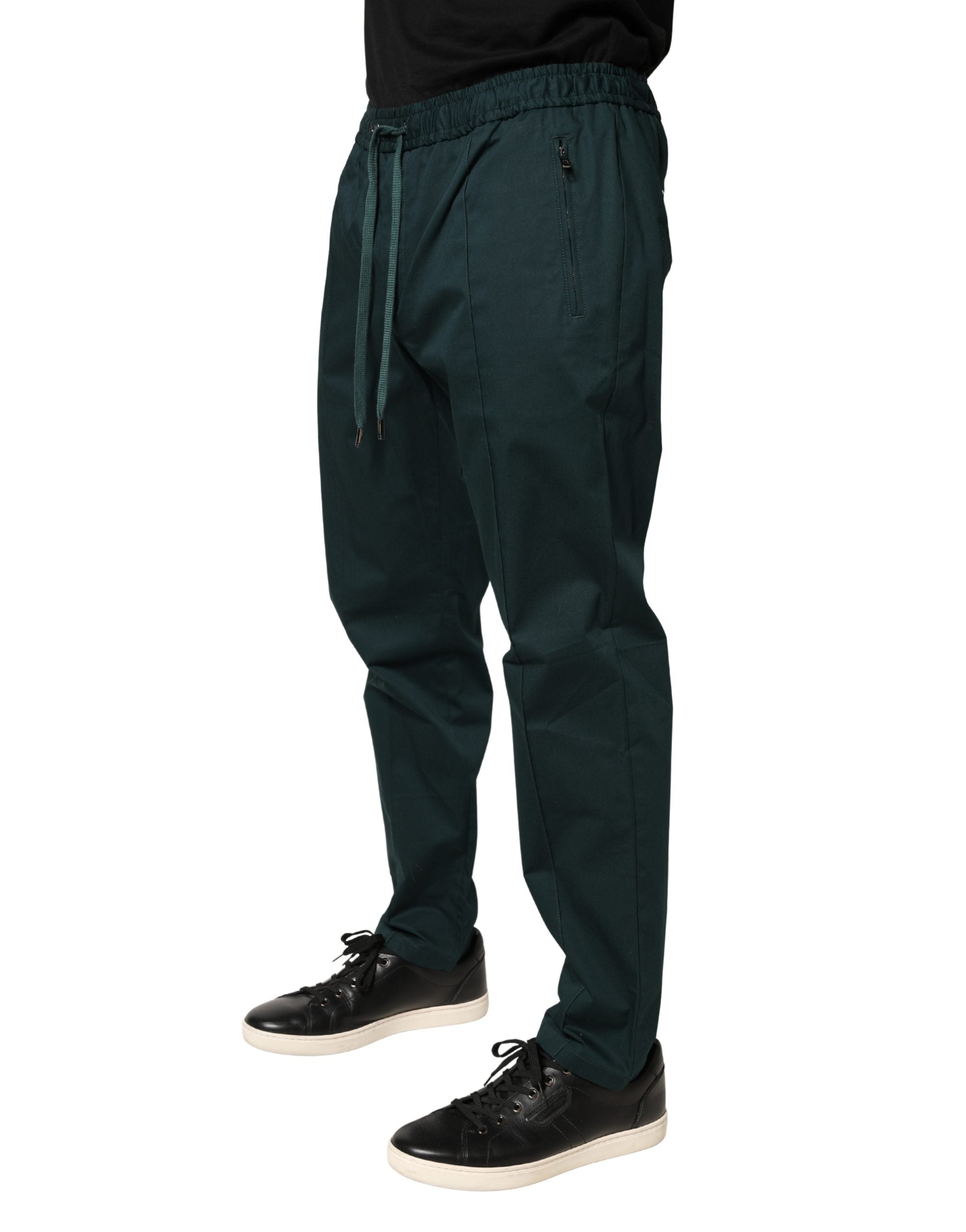 Dolce & Gabbana Grüne Baumwoll-Jogginghose für Herren, schmal geschnitten