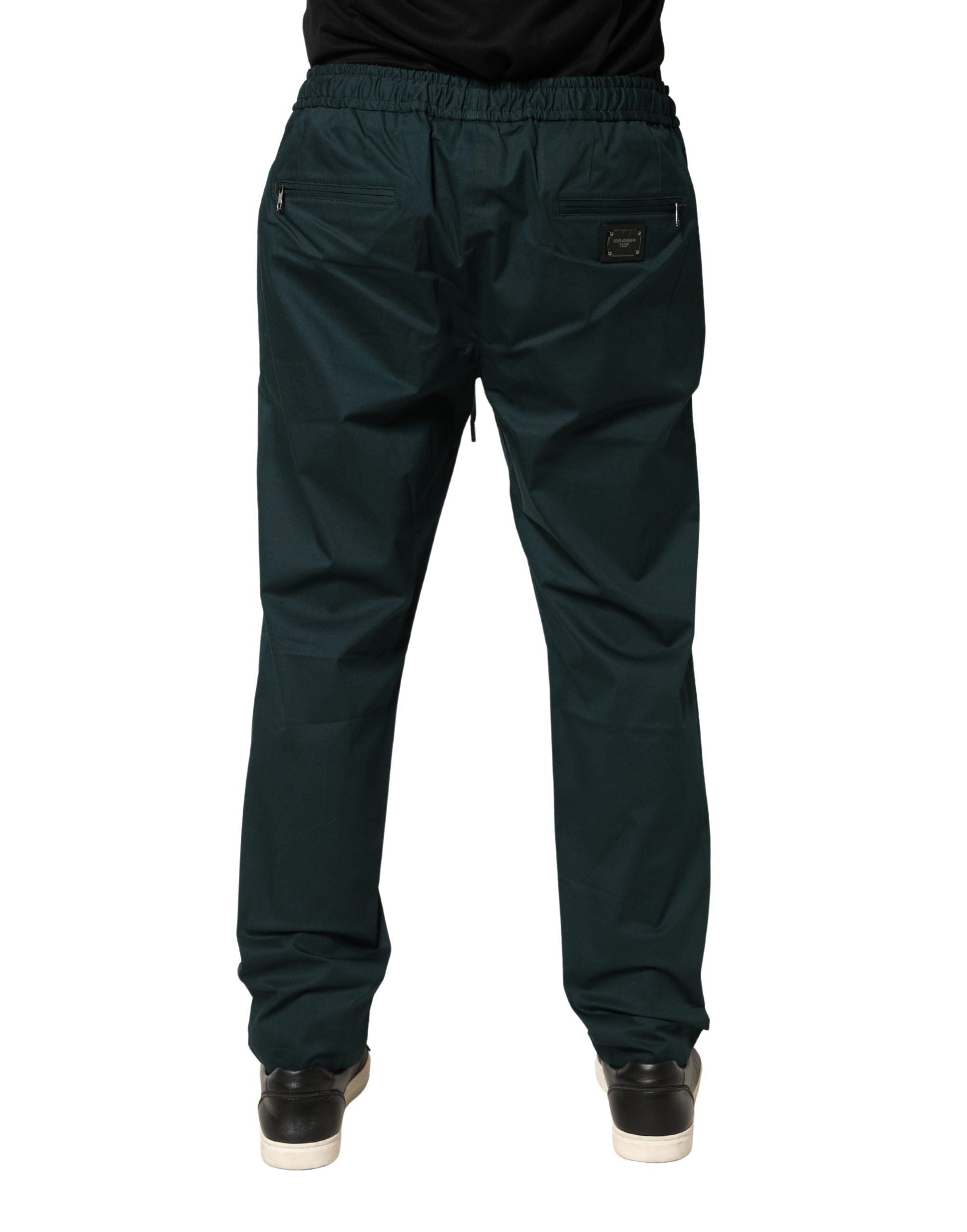 Dolce & Gabbana Grüne Baumwoll-Jogginghose für Herren, schmal geschnitten
