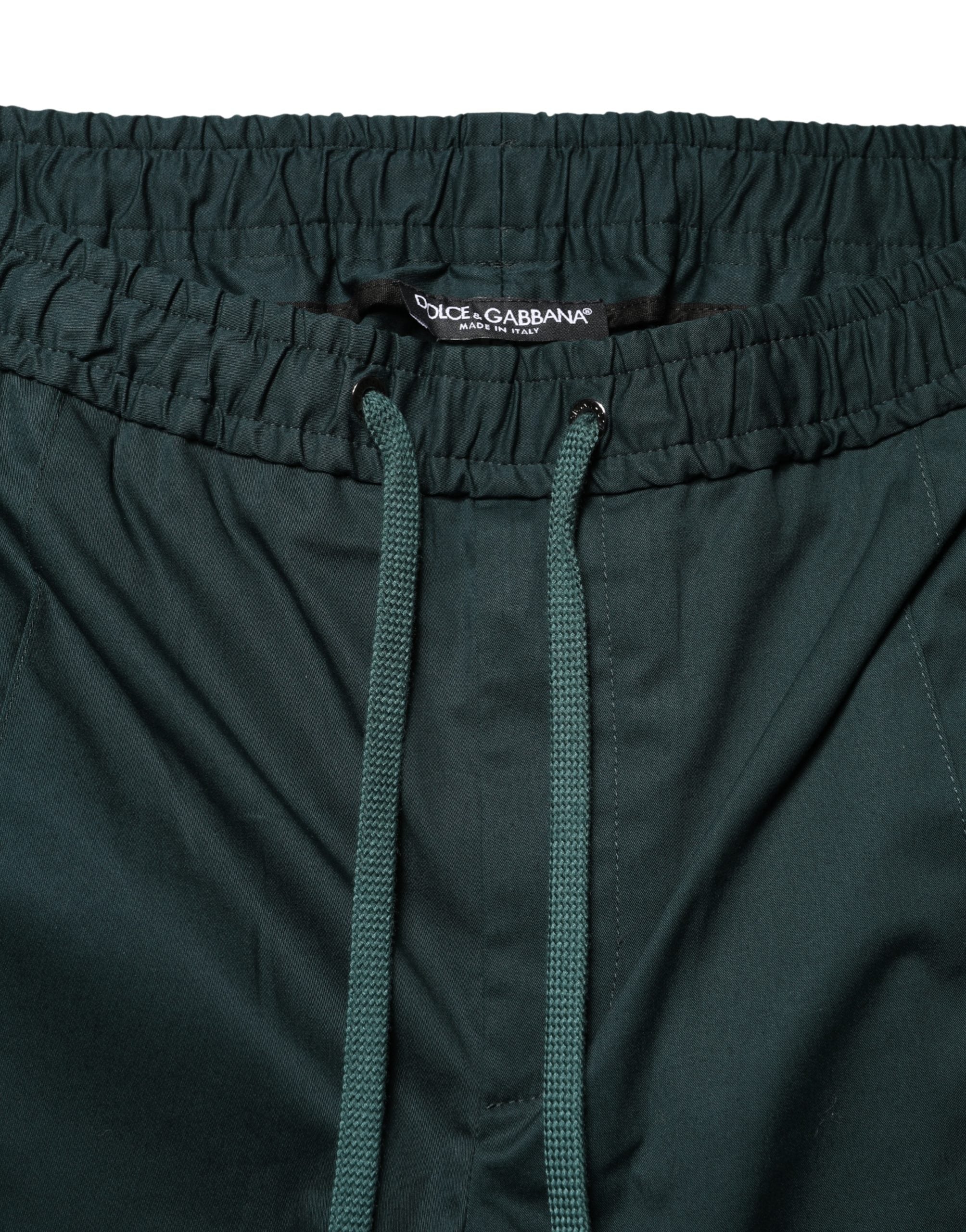 Dolce & Gabbana Grüne Baumwoll-Jogginghose für Herren, schmal geschnitten