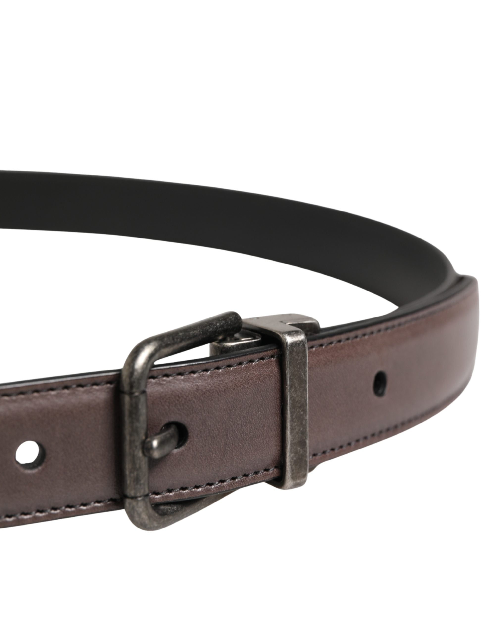 Dolce & Gabbana Herren brauner klassischer Ledergürtel mit Metallschnalle