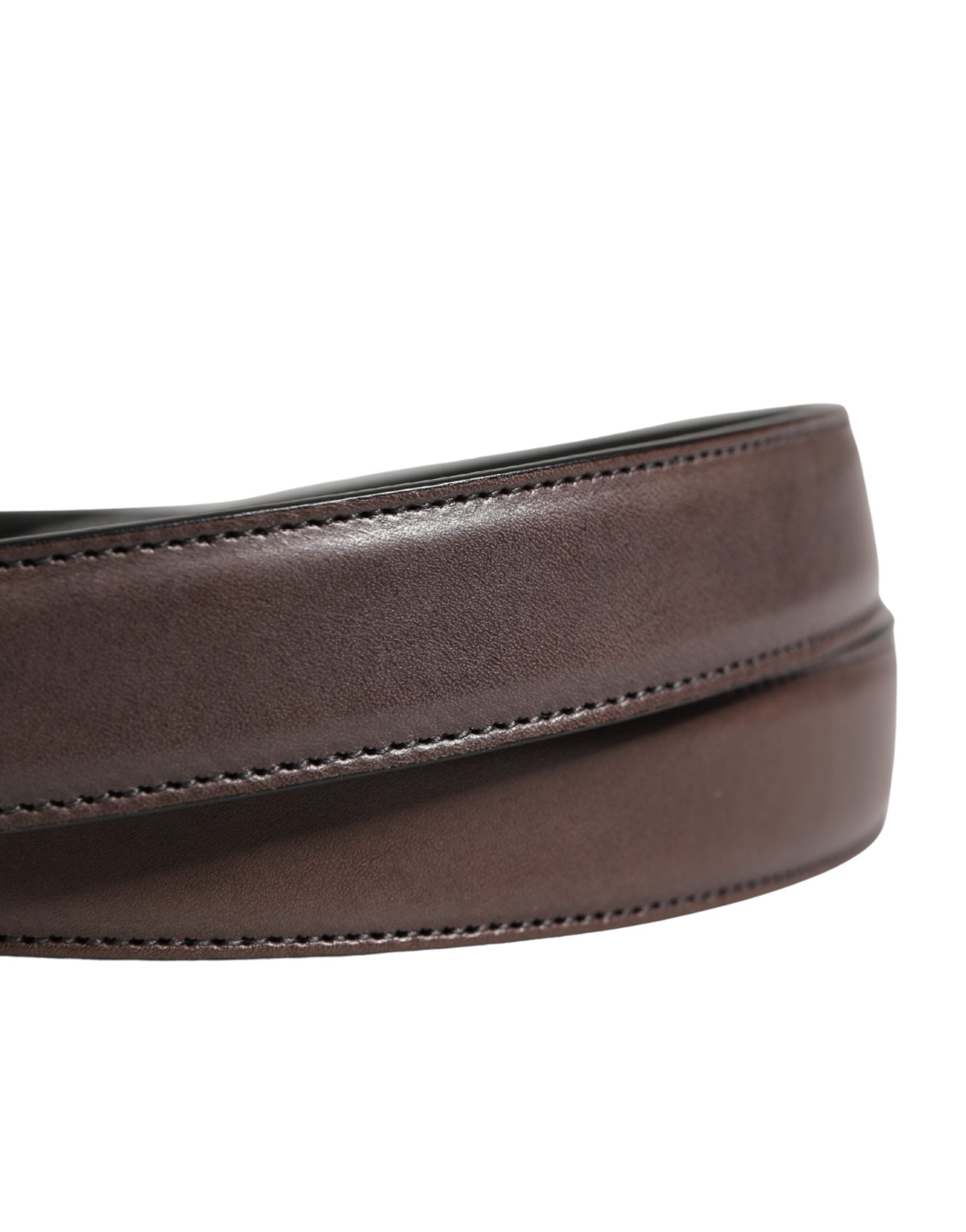 Dolce & Gabbana Herren brauner klassischer Ledergürtel mit Metallschnalle
