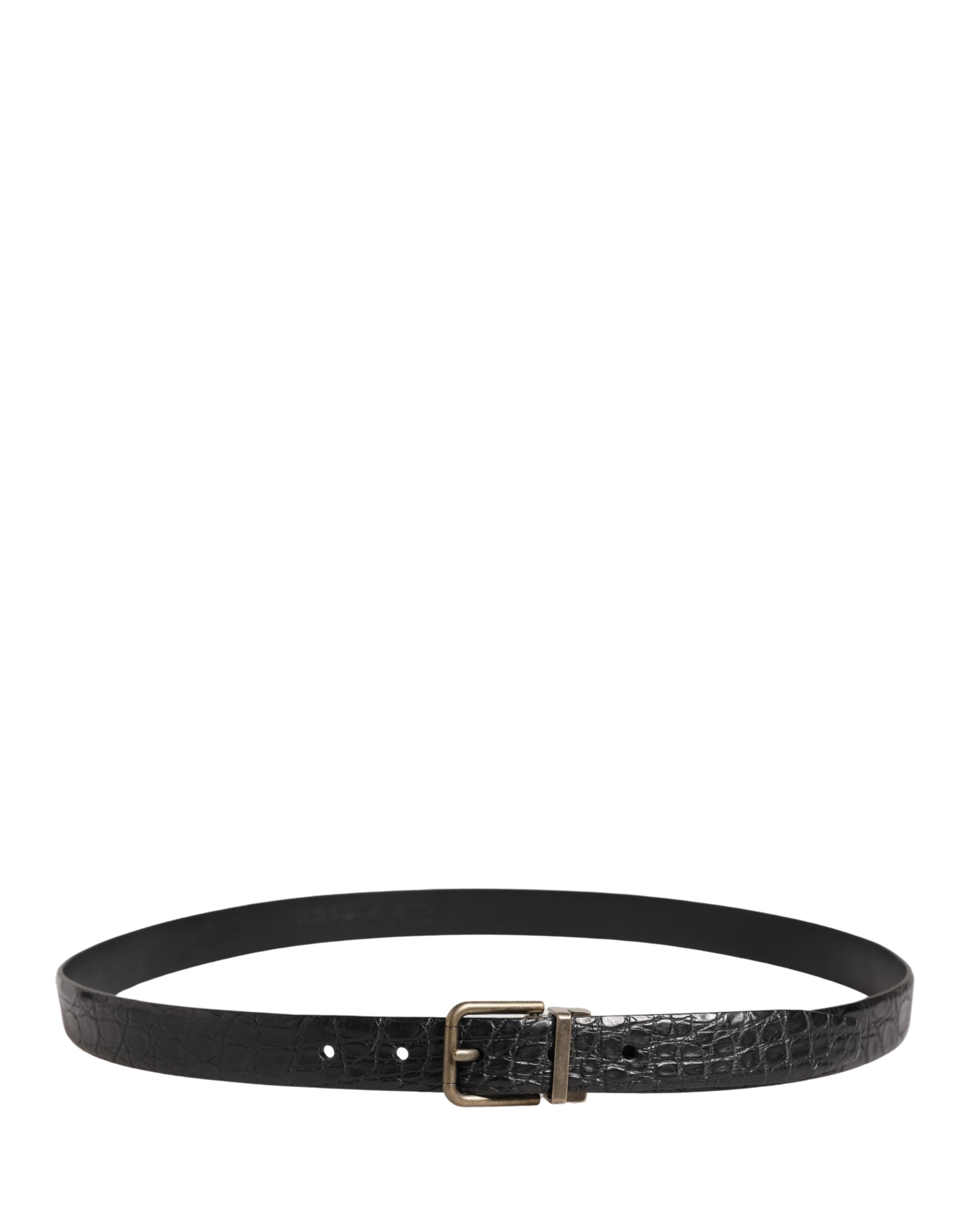Dolce & Gabbana Herren Gürtel aus schwarzem exotischem Leder mit Metallschnalle
