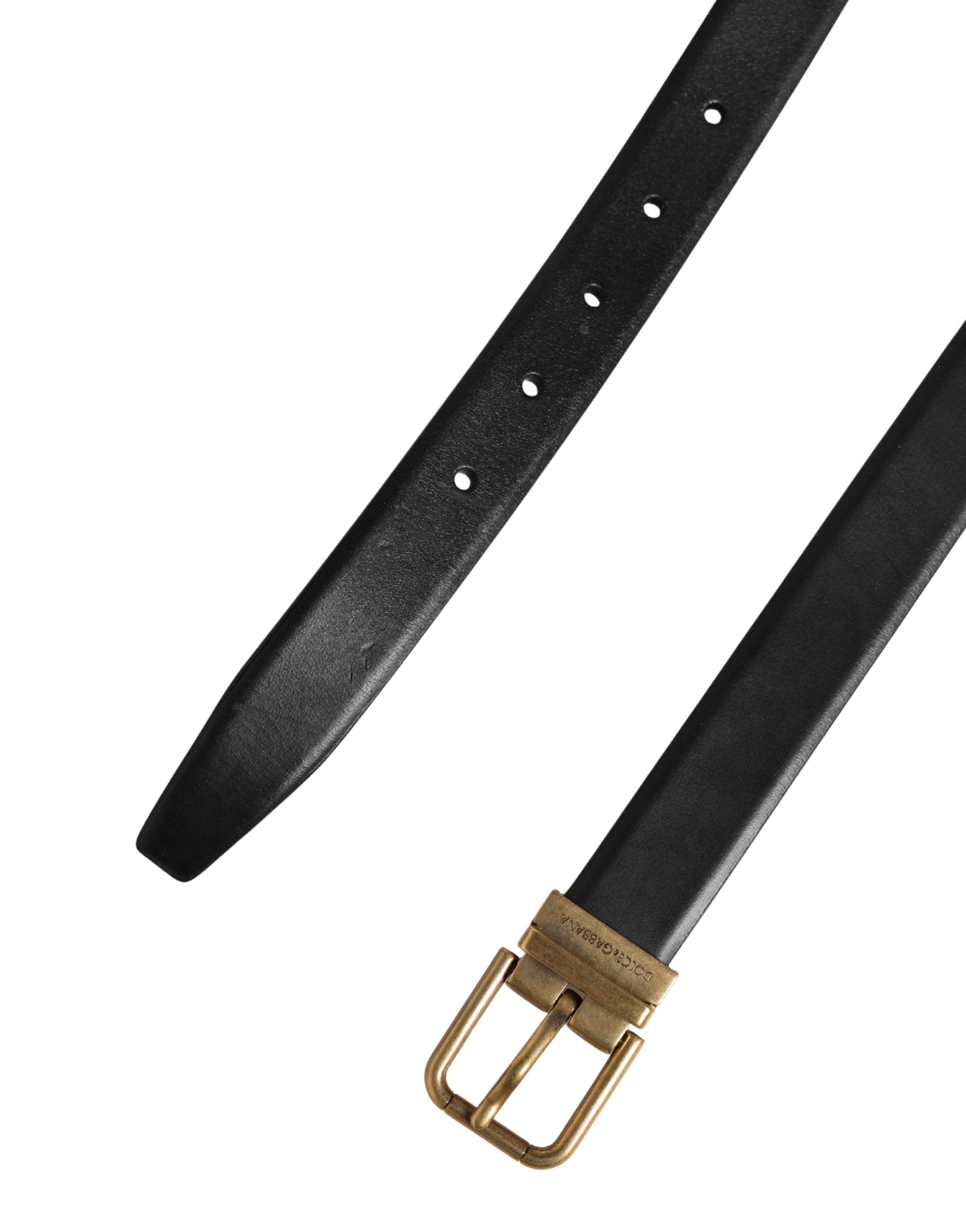 Ceinture Dolce & Gabbana pour homme en cuir noir avec boucle en métal