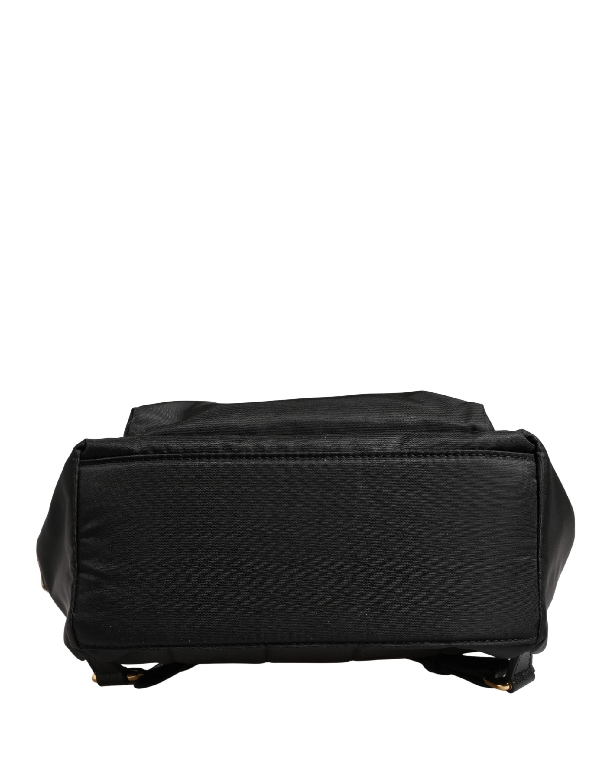 Dolce & Gabbana VULCANO Schwarzer Nylon #DGFAMILY Verzierte Rucksacktasche