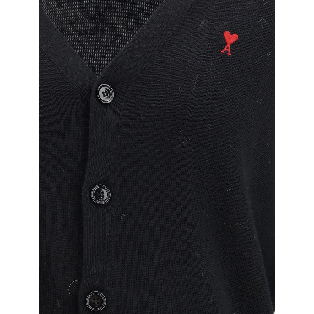Ami Paris Black Wool Cardigan