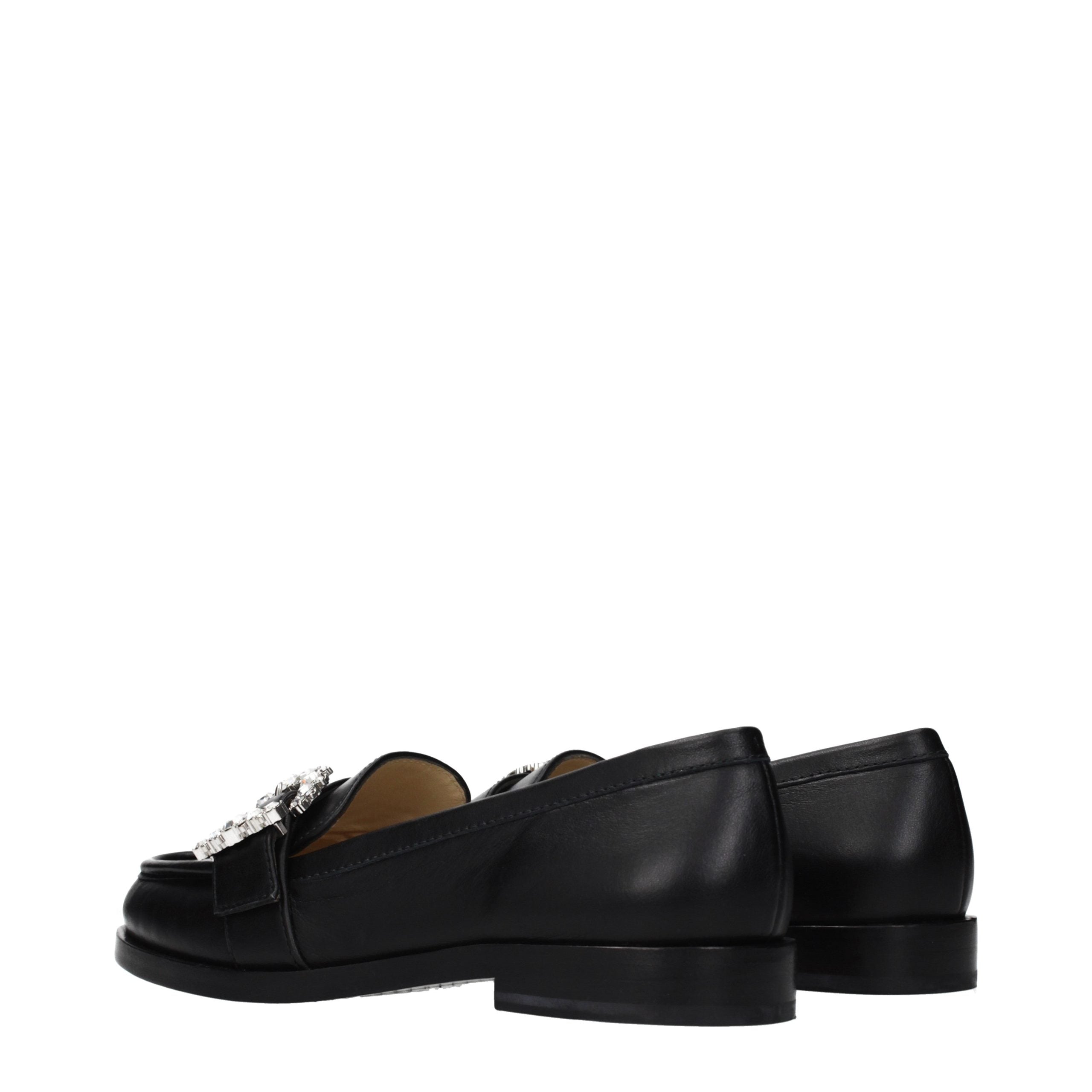 Jimmy Choo Black Leather Slip-On Loafers