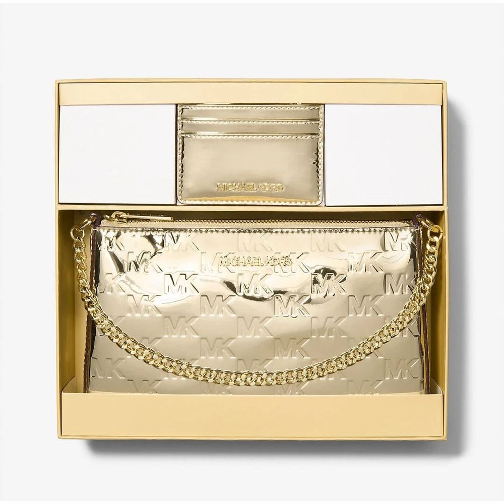 Michael Kors Goldene Clutch aus Segeltuch