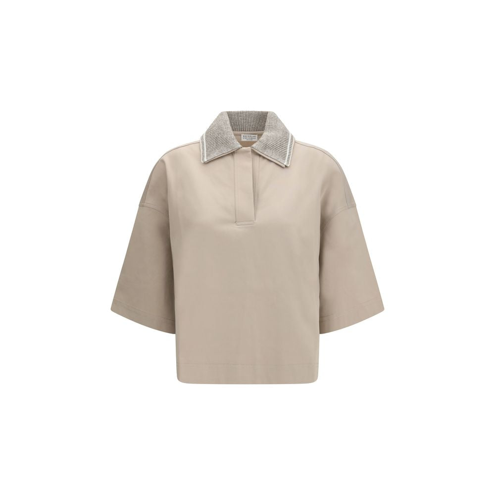 Brunello Cucinelli Beige Cotton Polo Shirt
