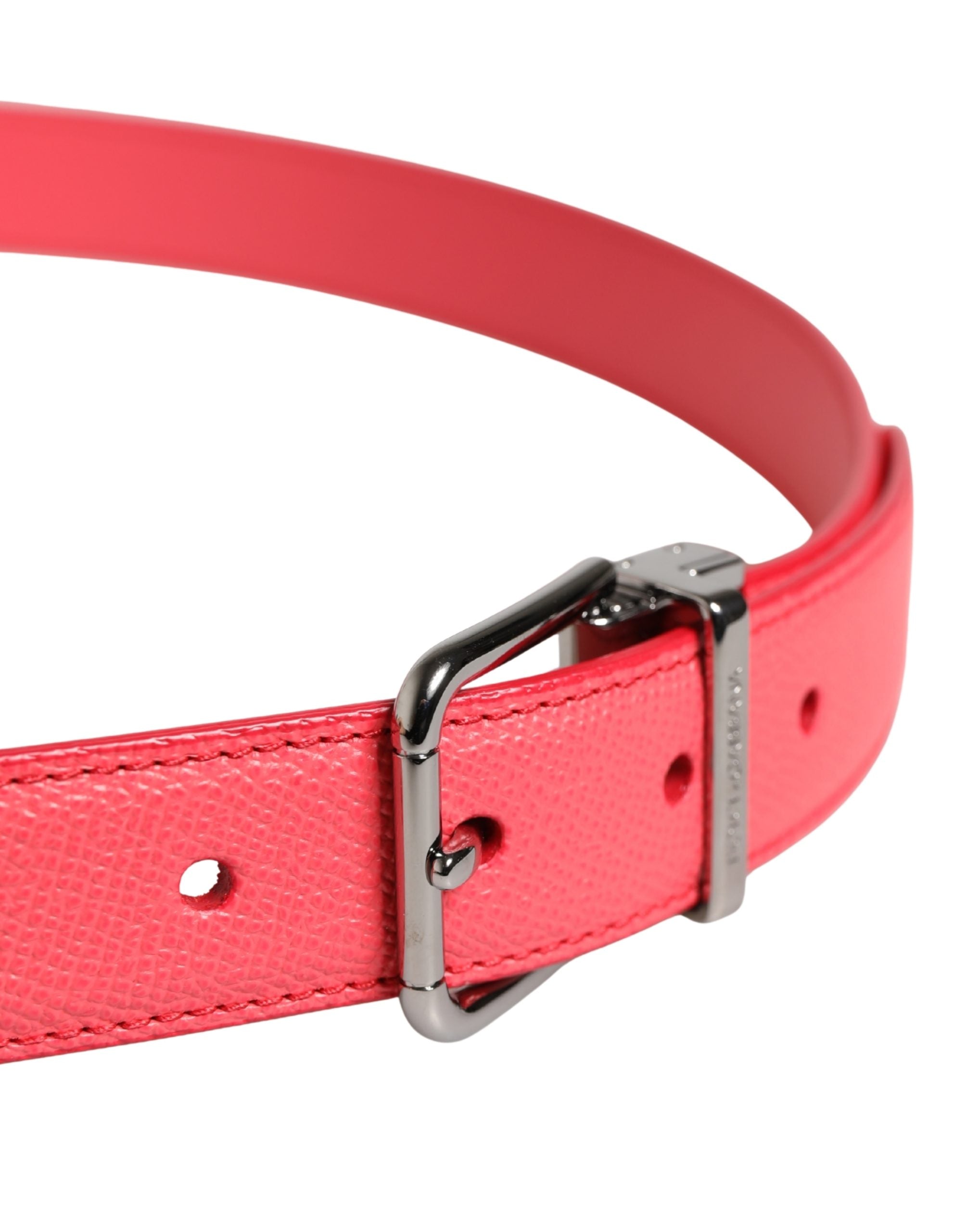 Dolce & Gabbana Gürtel aus rosa Kalbsleder mit Metallschnalle in Silber