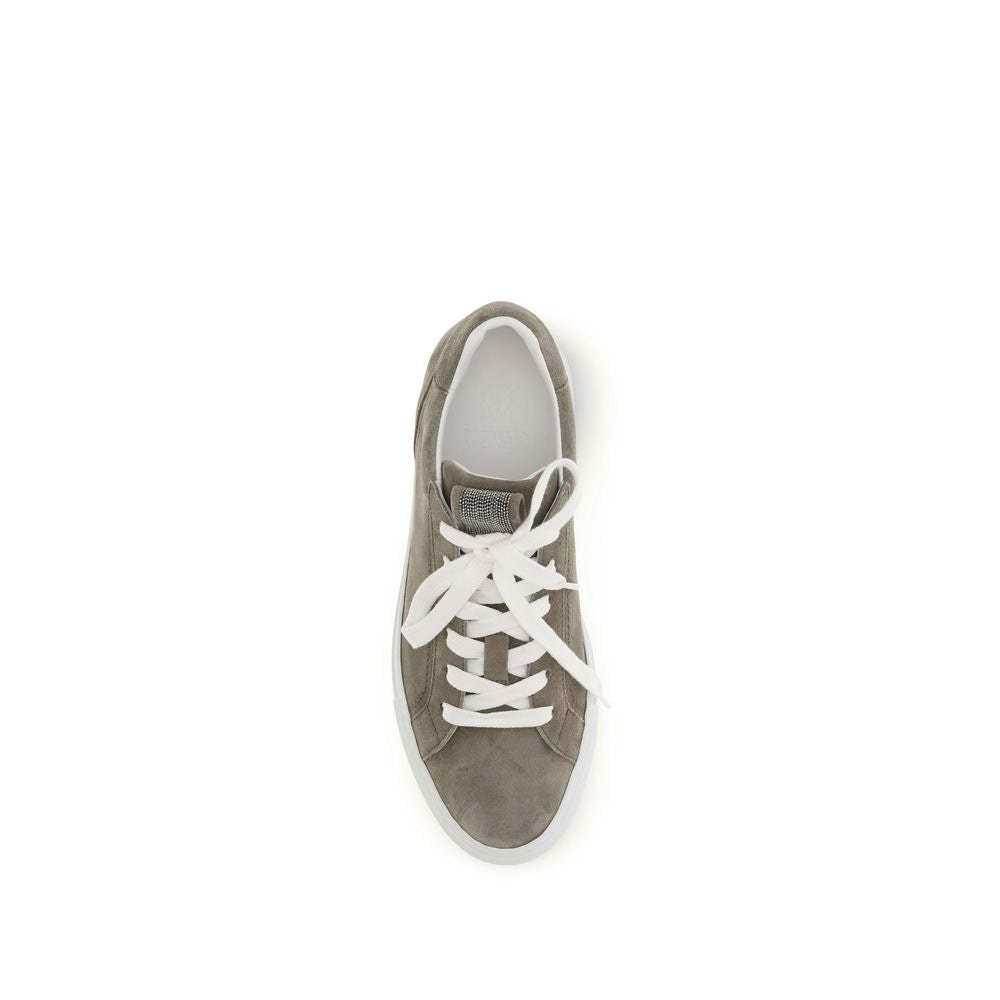 Brunello Cucinelli Grau Kalbsleder Bos Taurus Sneakers