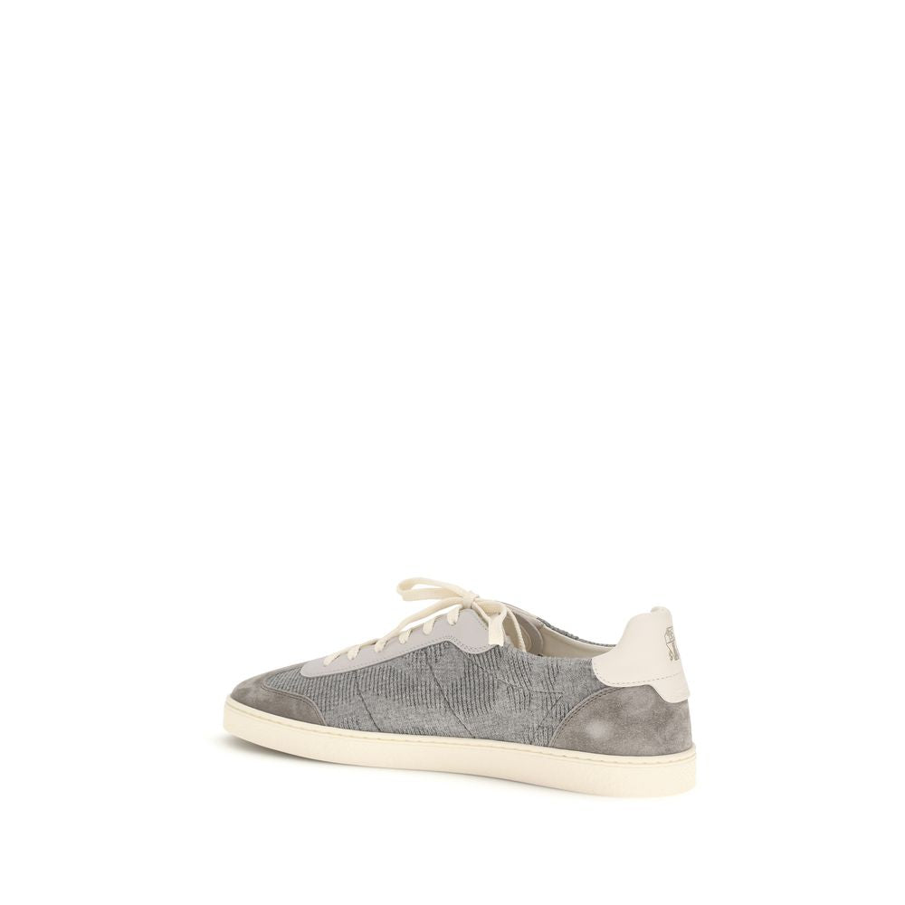 Brunello Cucinelli Gray Cotton Low Top Sneakers
