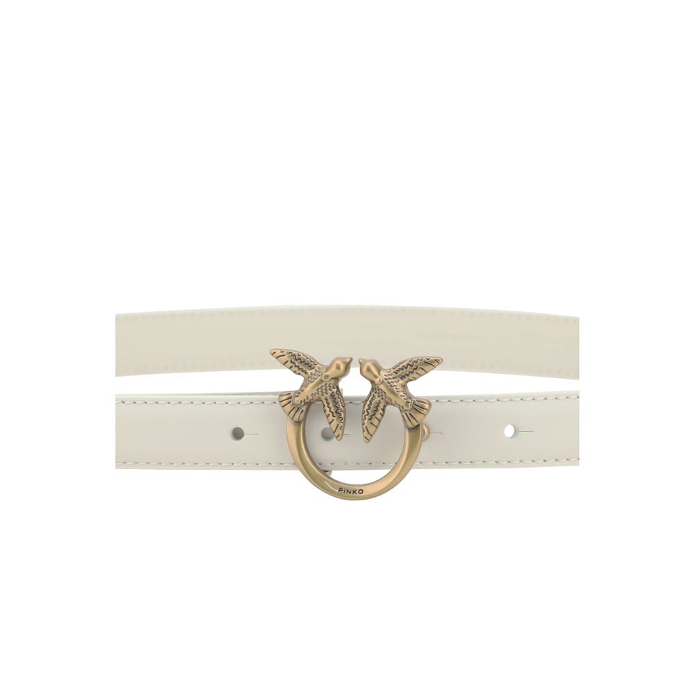 PINKO White Calf Leather Bos Taurus Regular Belt