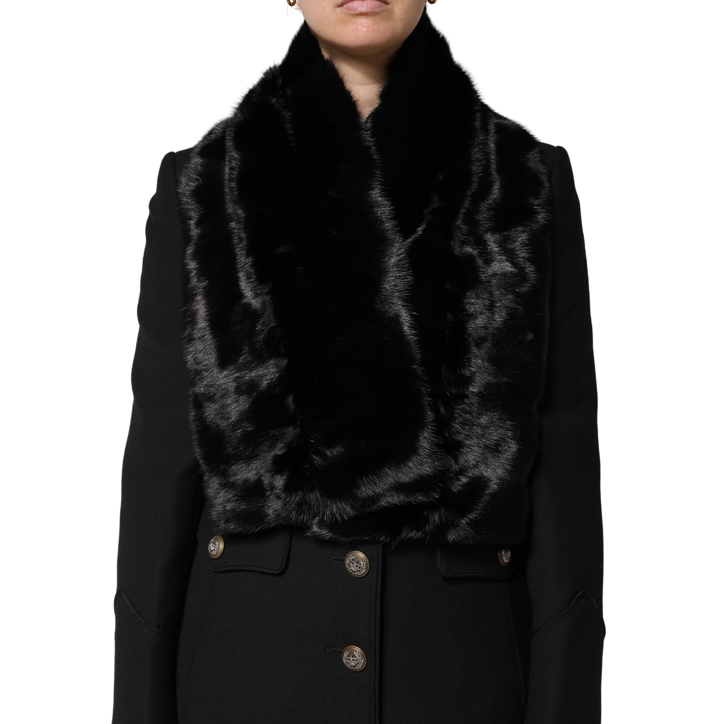 Dolce & Gabbana schwarzer Pelzschal, Halswärmer, Kragen, Schal