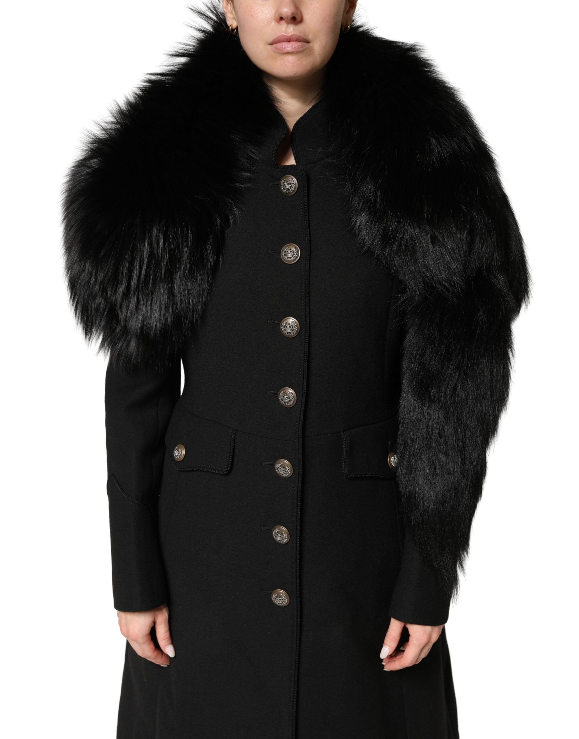 Dolce & Gabbana Tour de cou/Col en fourrure de renard noir Écharpe d'hiver