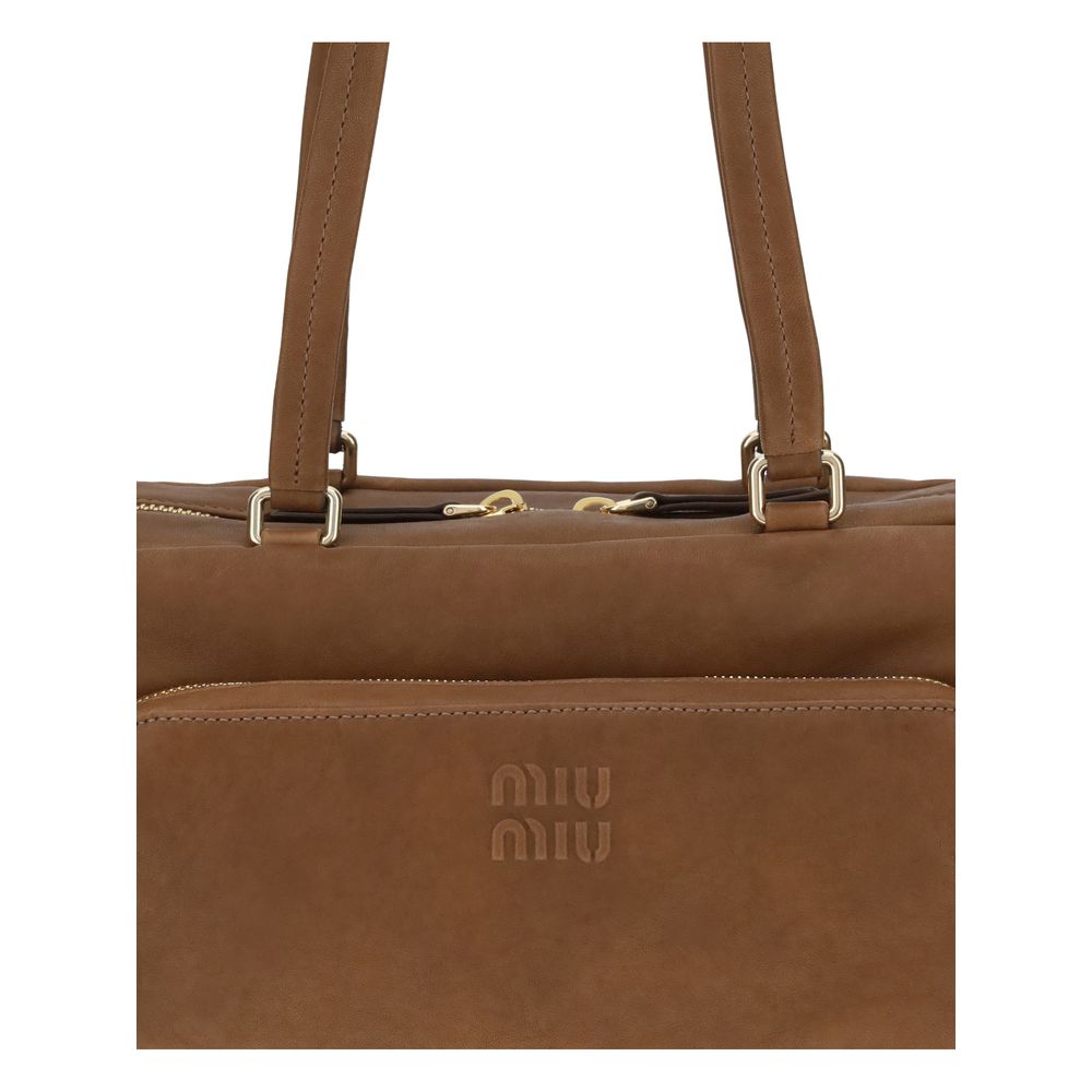 Miu Miu Brown Calf Leather Bos Taurus Shoulder Bag