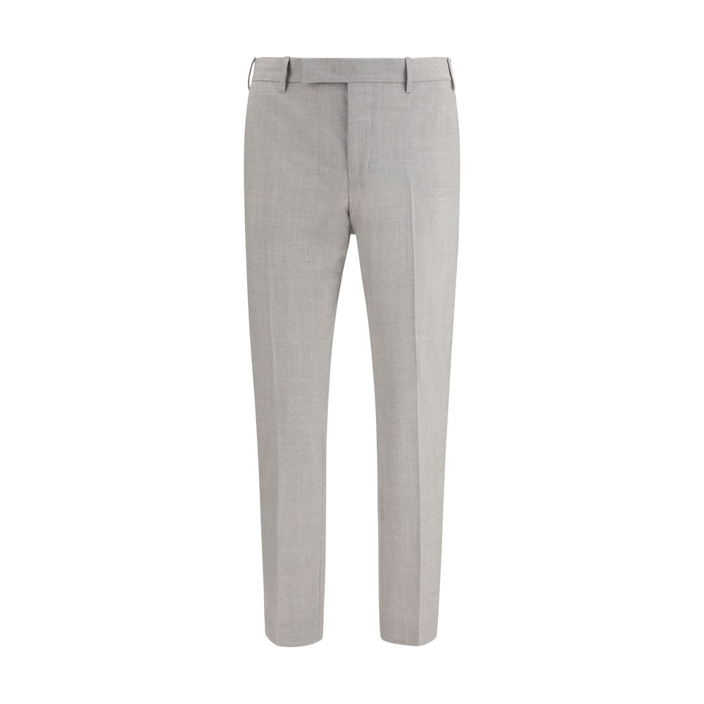 PT Torino Gray Fleece Wool Dress Pants