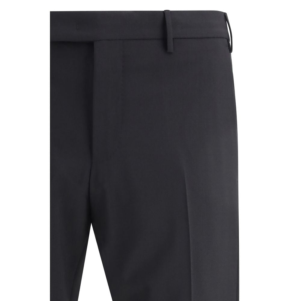 PT Torino Black Fleece Wool Pants