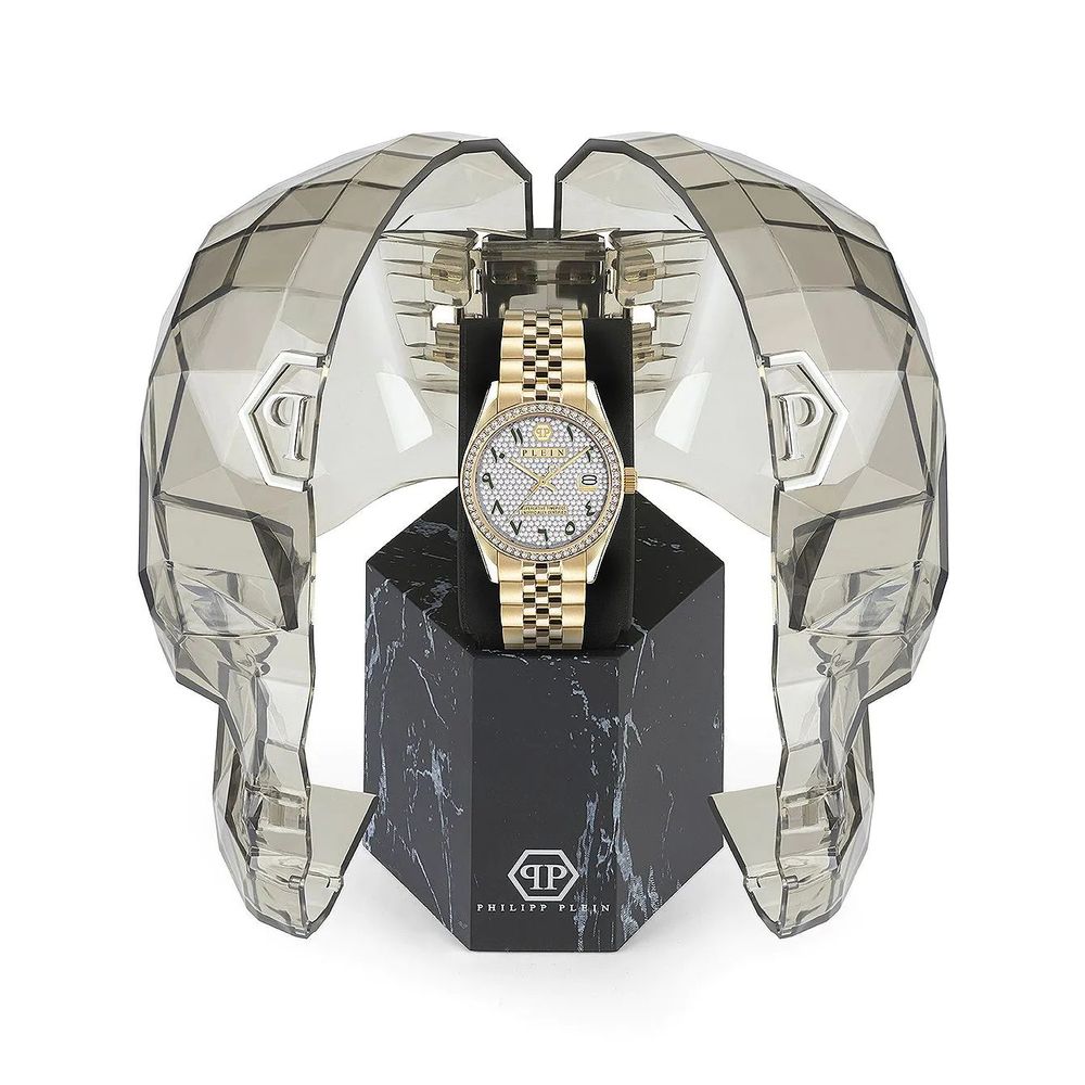 Philipp Plein Goldene Edelstahl-Armbanduhr