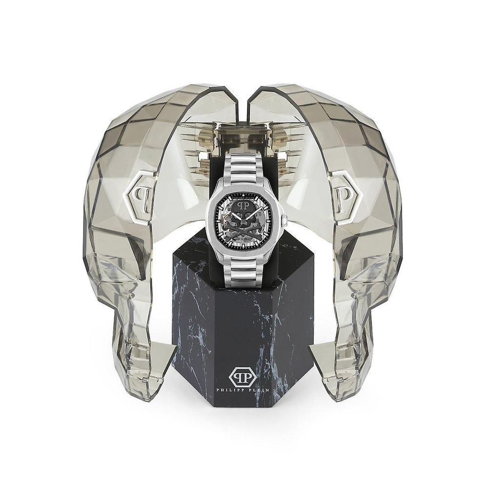 Philipp Plein Graue Edelstahl-Armbanduhr