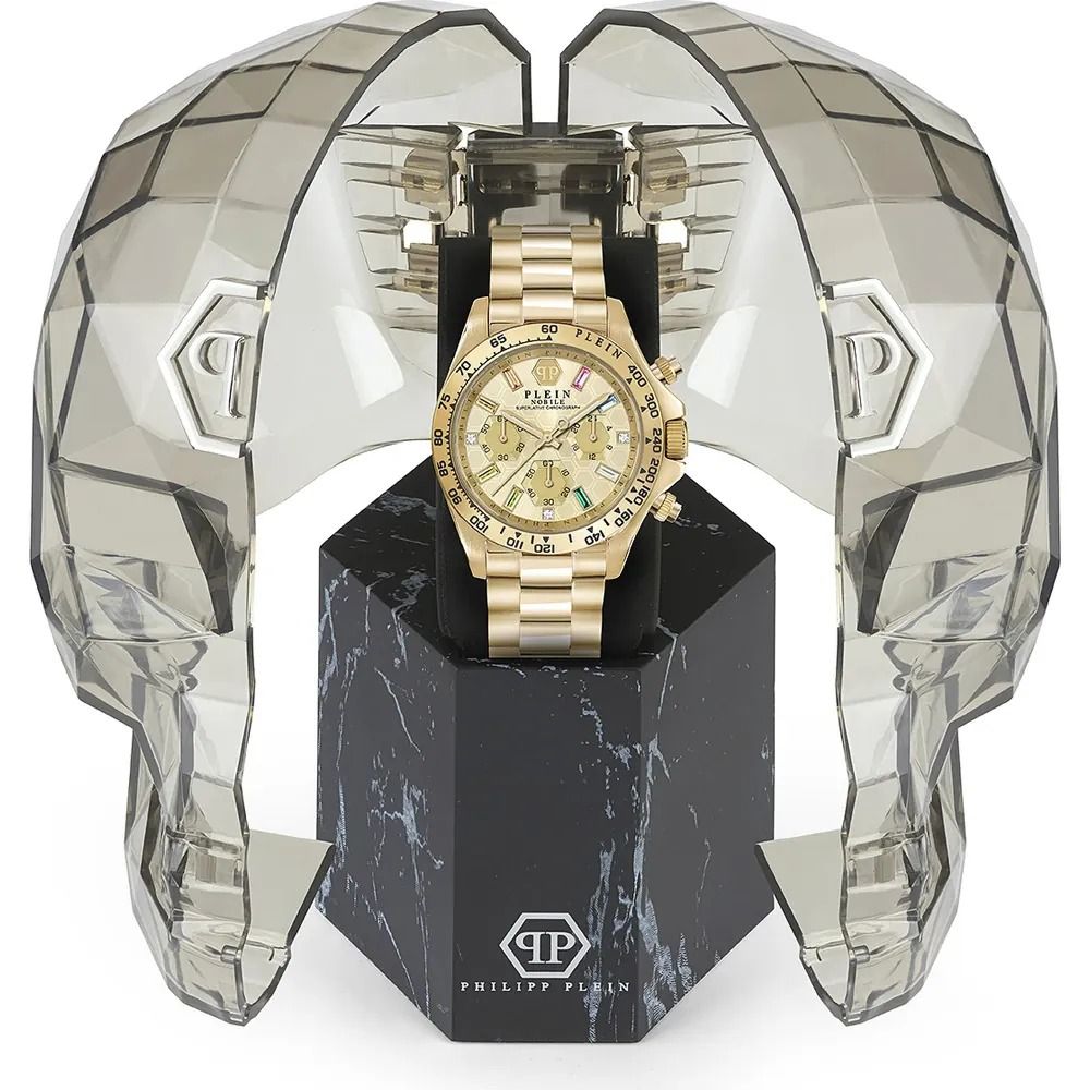 Philipp Plein Goldene Edelstahl-Armbanduhr