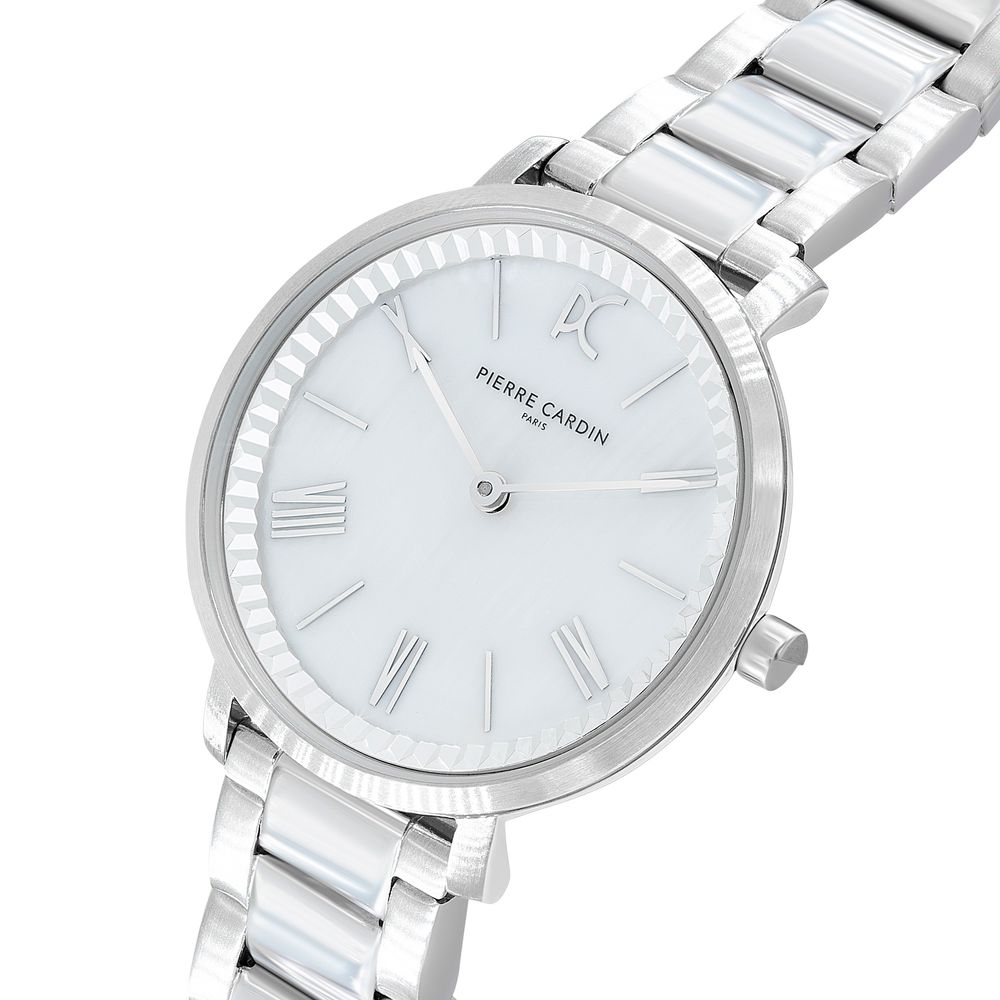 Pierre Cardin Graue Edelstahl-Armbanduhr
