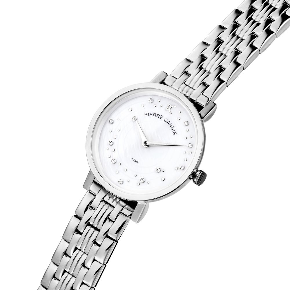 Pierre Cardin Graue Edelstahl-Armbanduhr