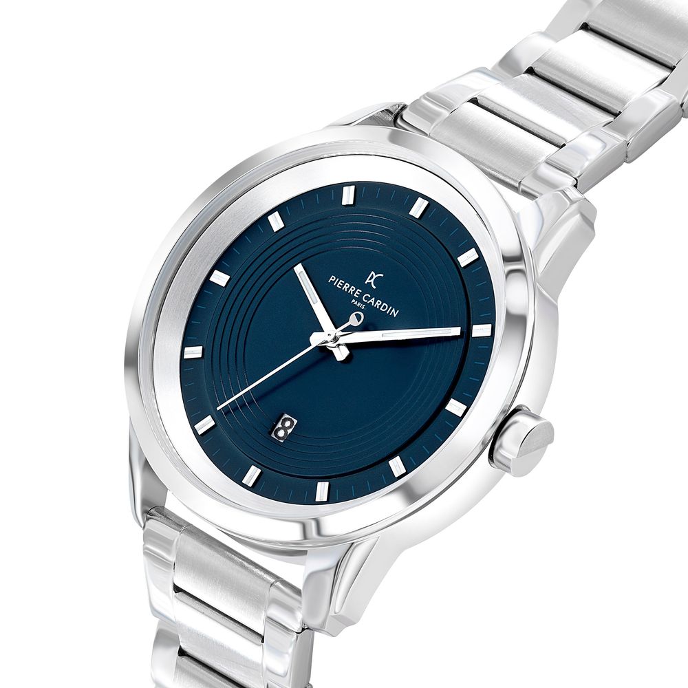Pierre Cardin Graue Edelstahl-Armbanduhr