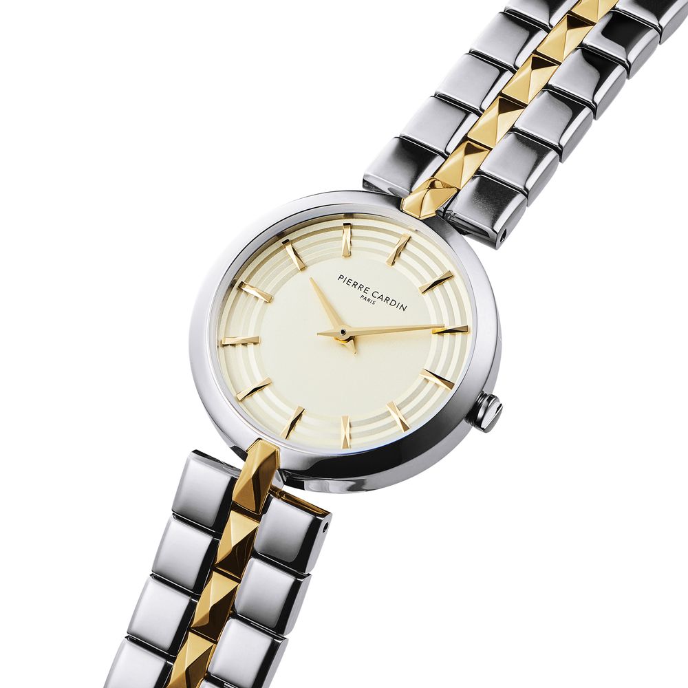 Pierre Cardin Graue Edelstahl-Armbanduhr