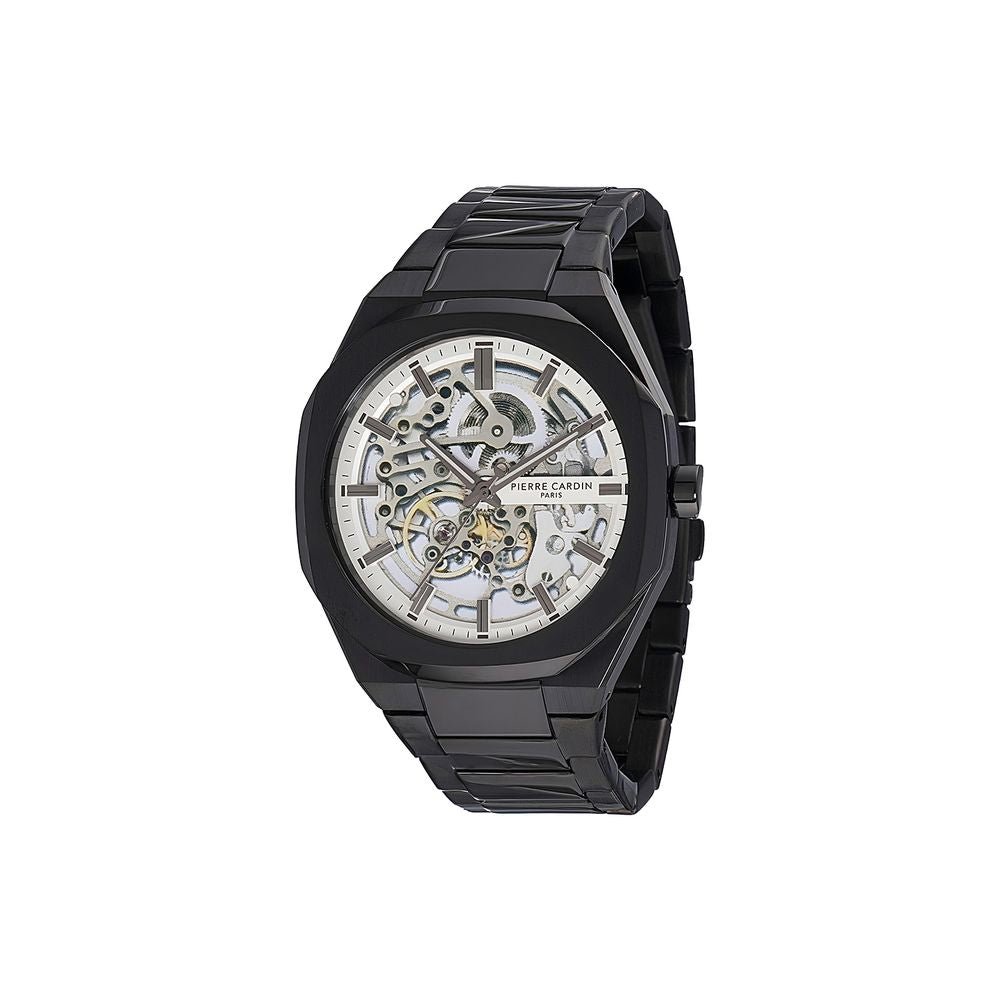 Pierre Cardin Schwarze Edelstahl-Armbanduhr