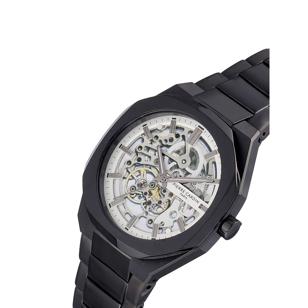 Pierre Cardin Schwarze Edelstahl-Armbanduhr