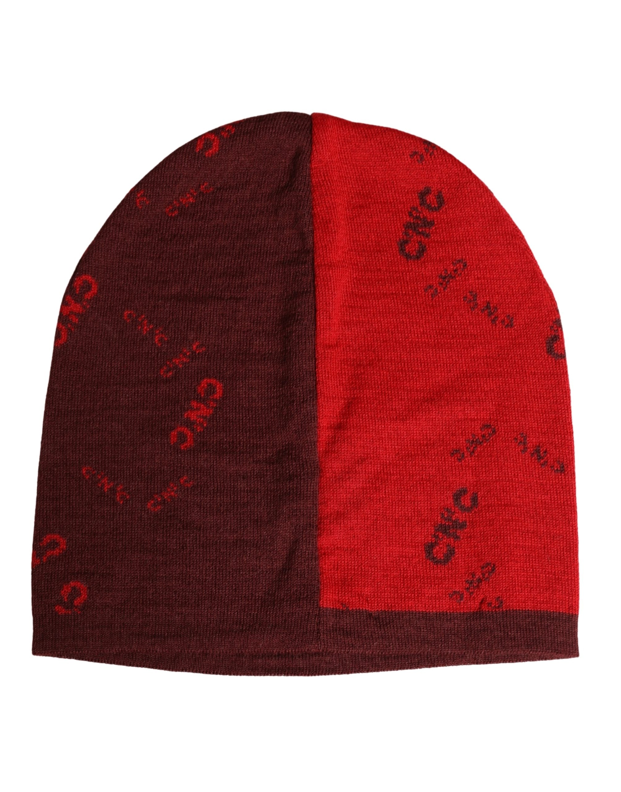 Costume National Red Wool Blend Branded Beanie Capello Hat