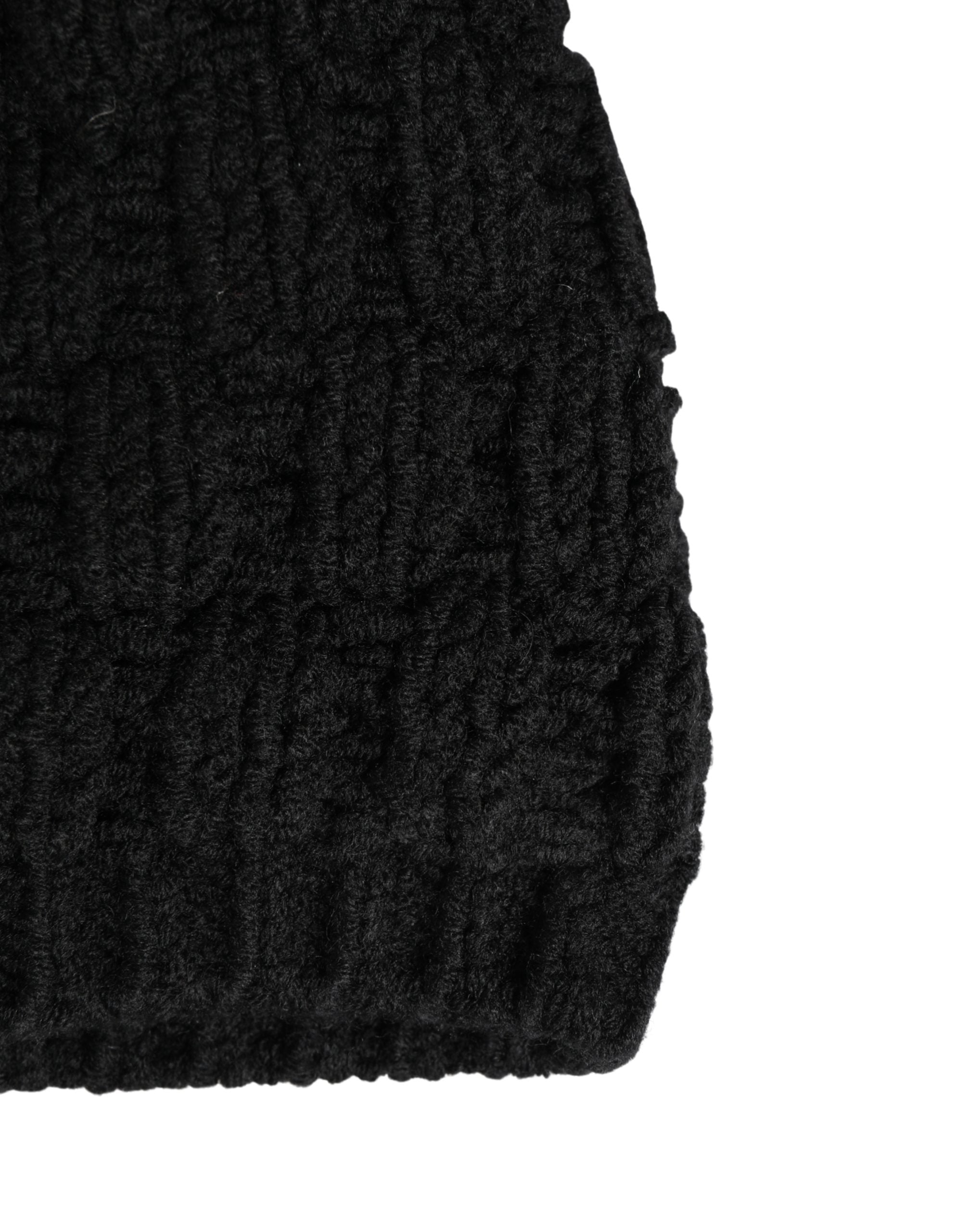 Dolce & Gabbana Wintermütze aus Acrylstrick mit Pelz in Schwarz