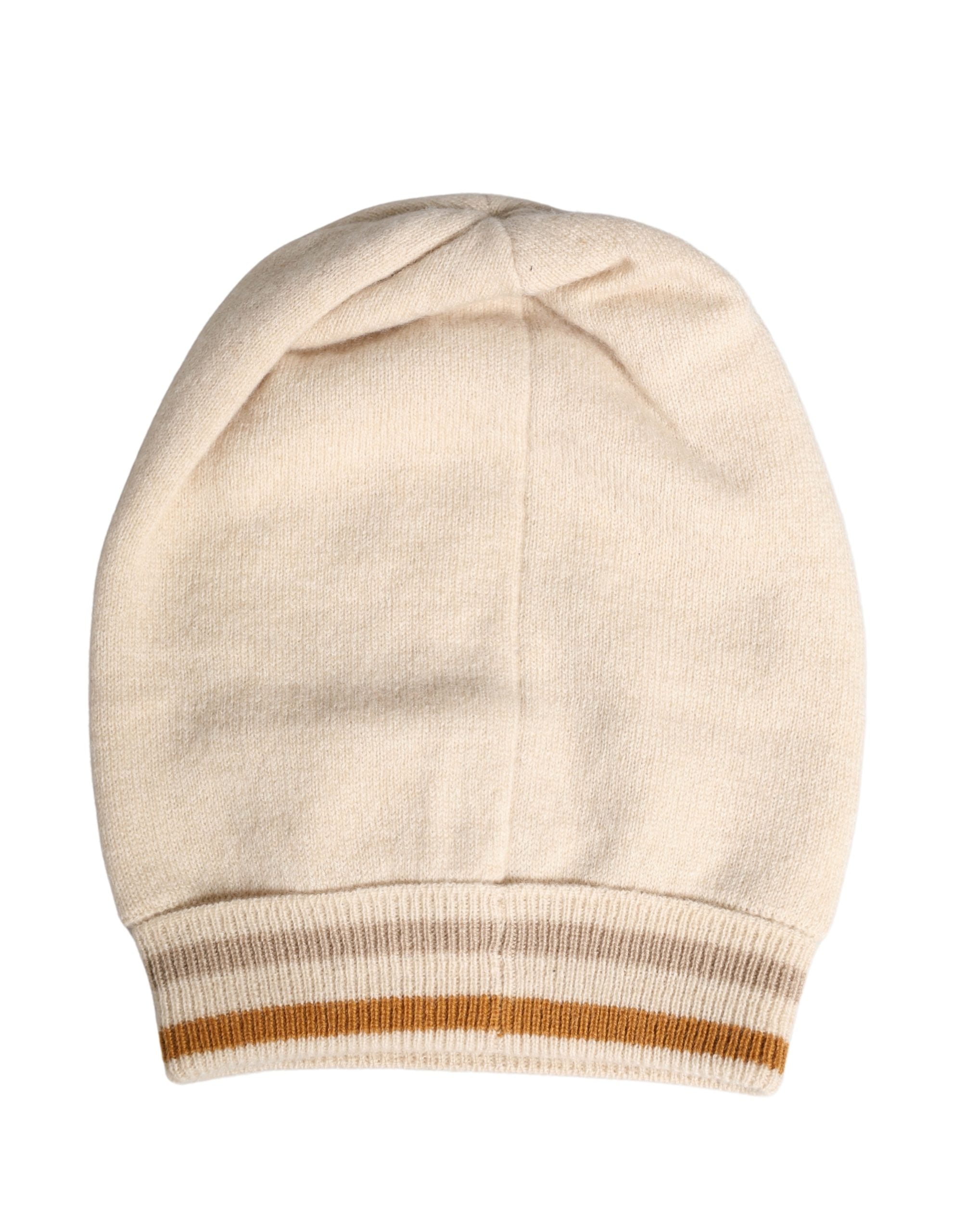 Dolce & Gabbana Beige Cashmere Knitted Women Winter Beanie Hat