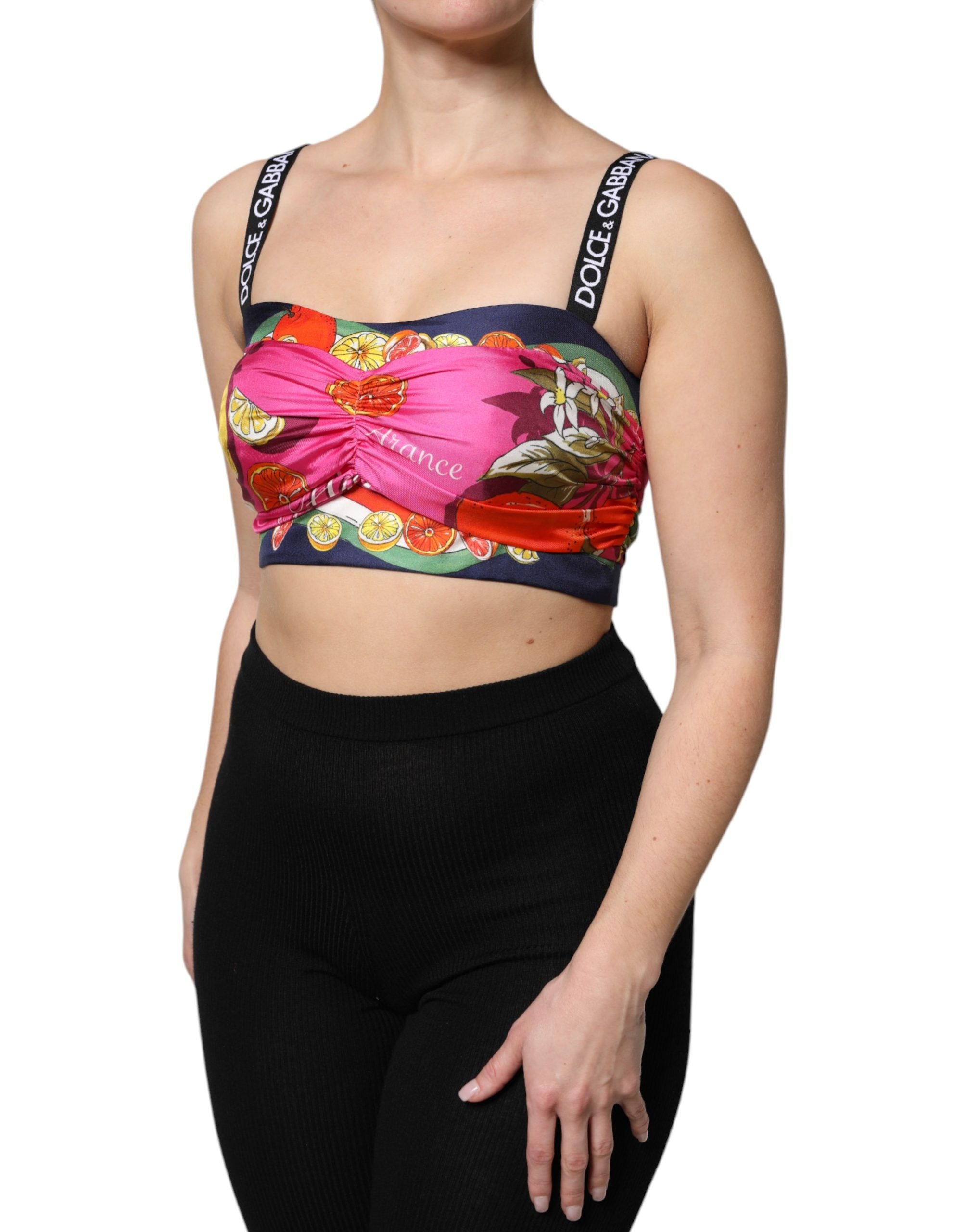 Dolce & Gabbana Multicolor Silk Cropped Bustier Corset Top