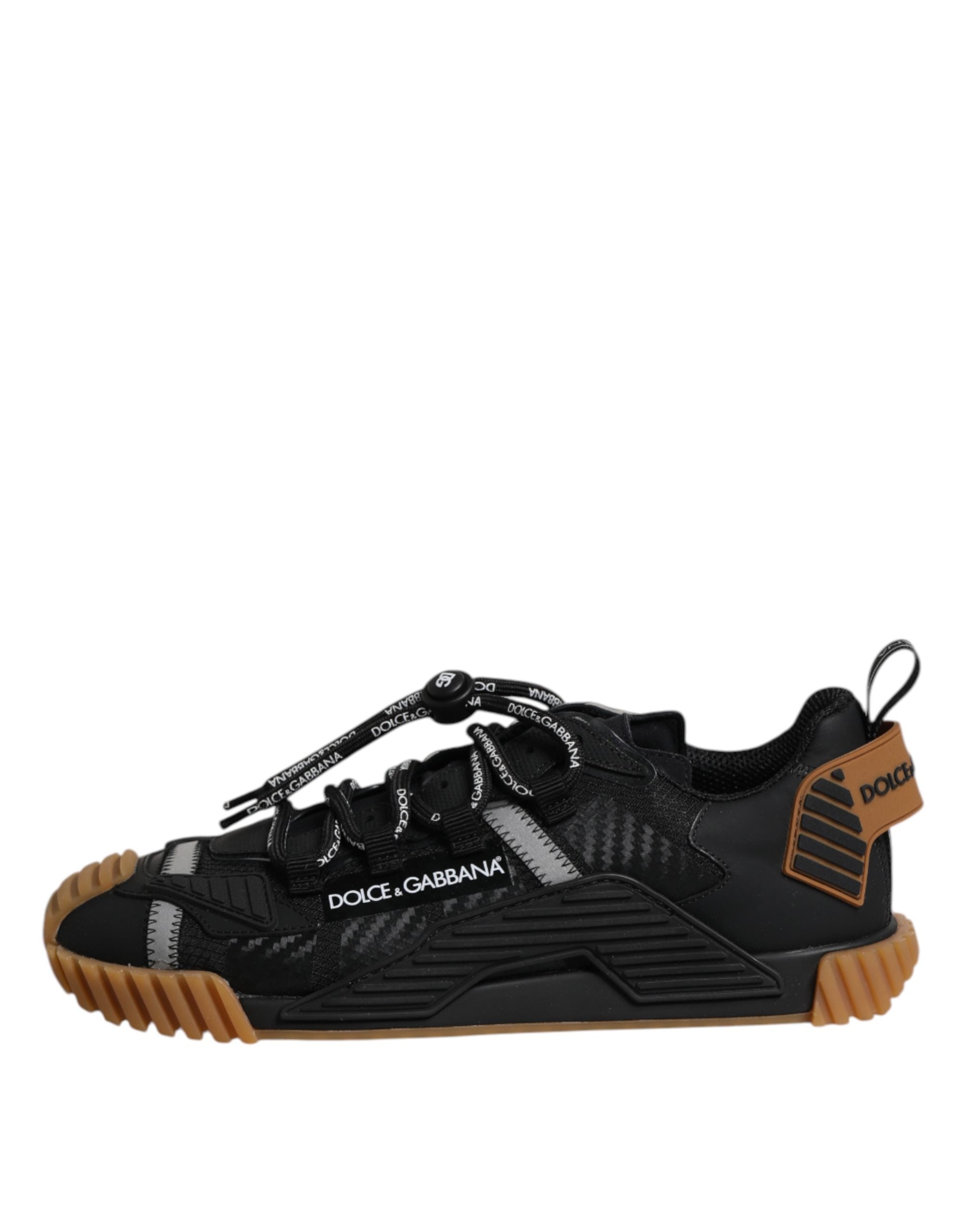 Dolce & Gabbana Schwarze Logo-Schnürschuhe niedriger NS1-Sneakers