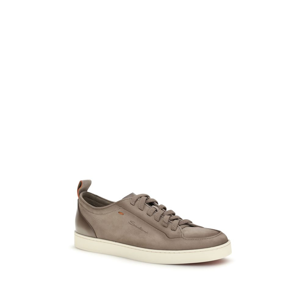 Santoni Beige Kalbsleder Bos Taurus Low Top Sneaker