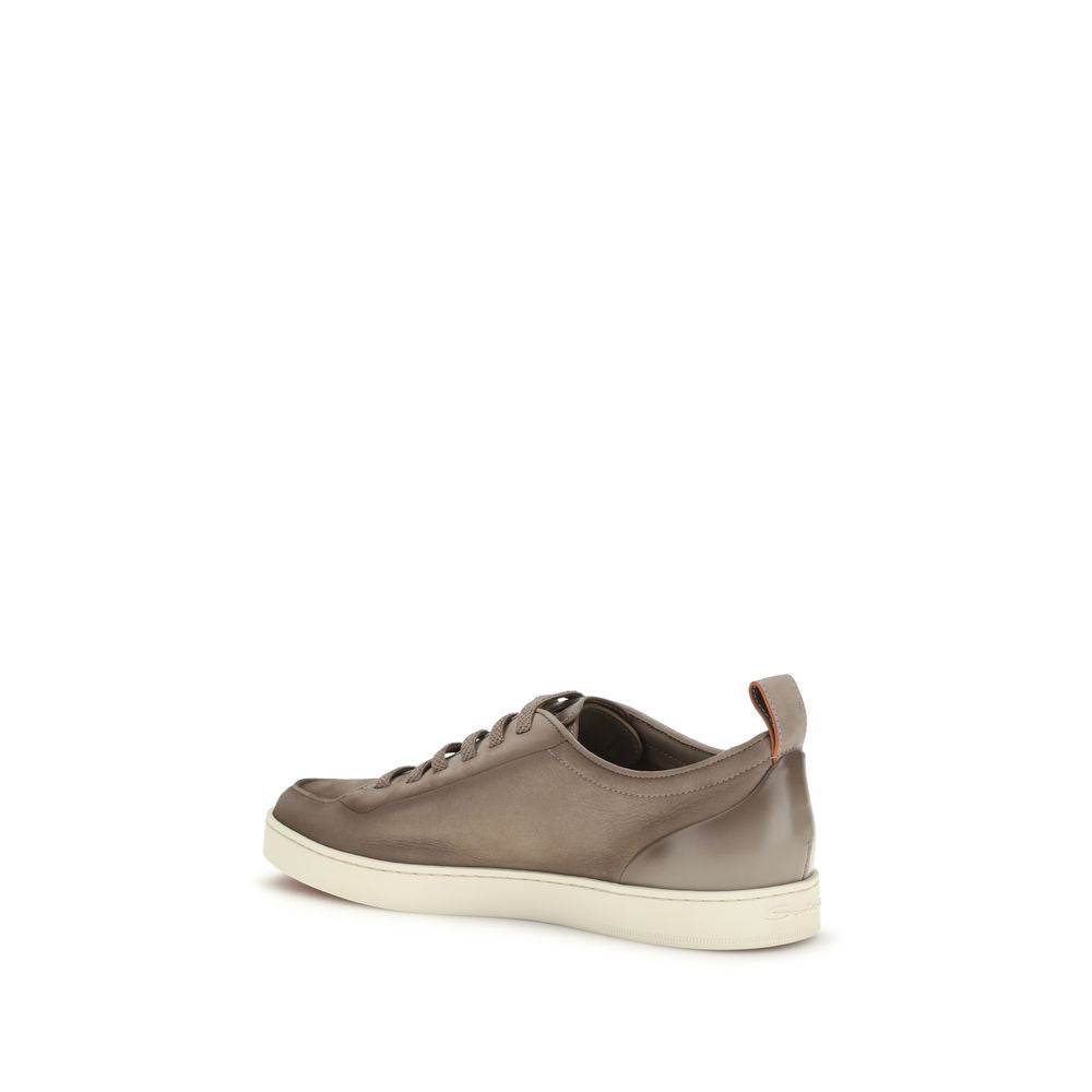 Santoni Beige Kalbsleder Bos Taurus Low Top Sneaker