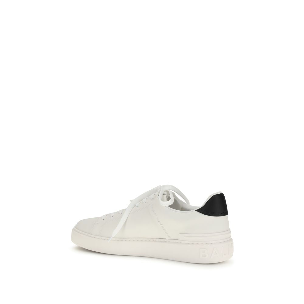 Balmain Weiße Kalbsleder Bos Taurus Low-Top-Sneakers