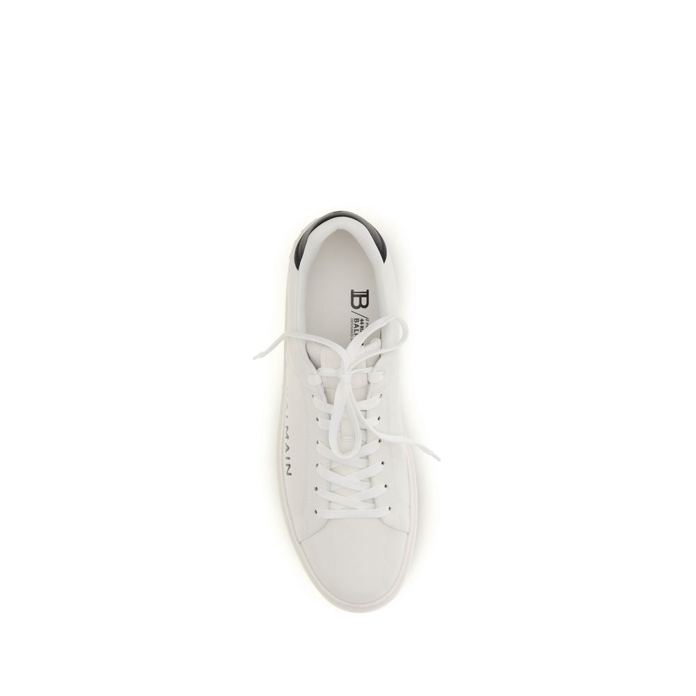 Balmain Weiße Kalbsleder Bos Taurus Low-Top-Sneakers