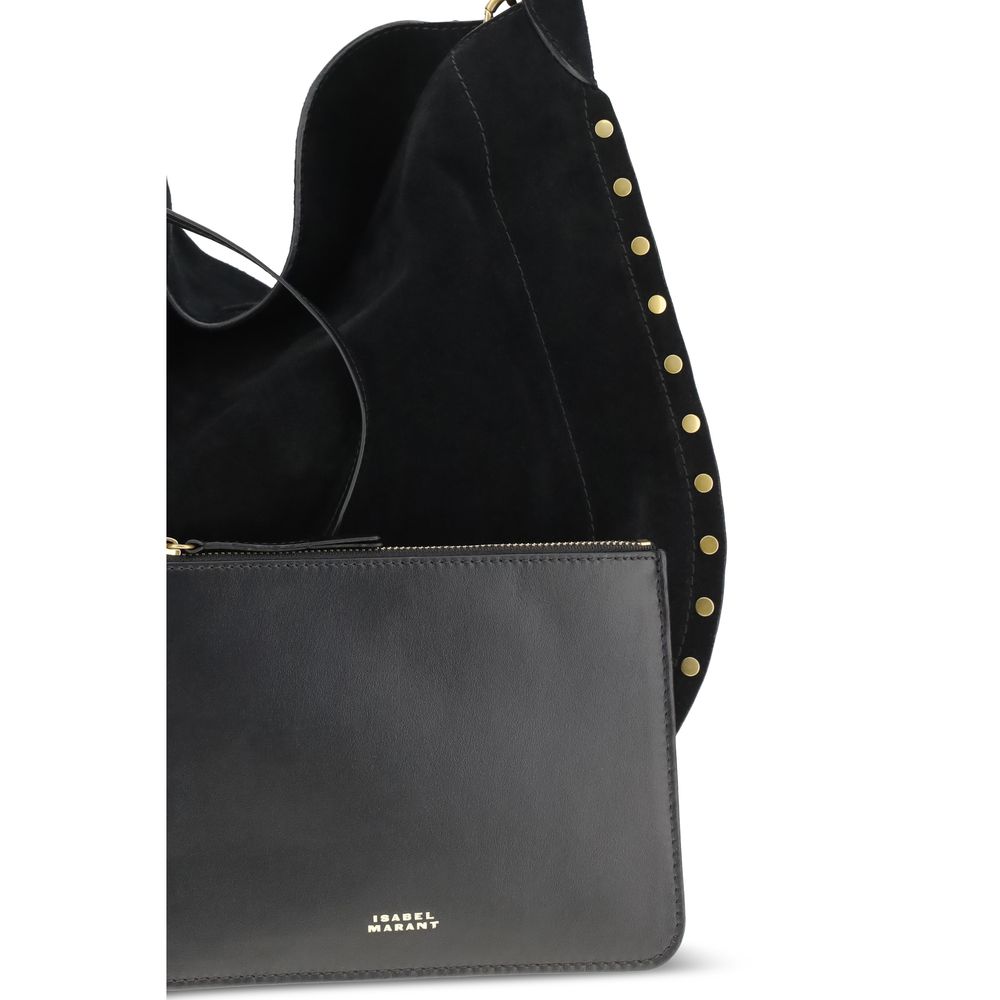 Sac bandoulière Isabel Marant en cuir de veau noir Bos Taurus