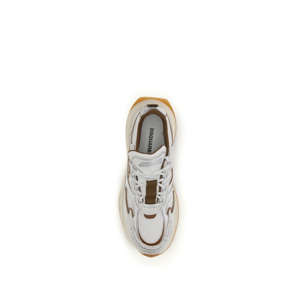 Dsquared² White Calf Leather Bos Taurus Athletic Sneakers