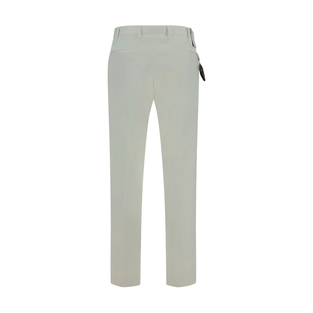 PT Torino White Cotton Casual Pants