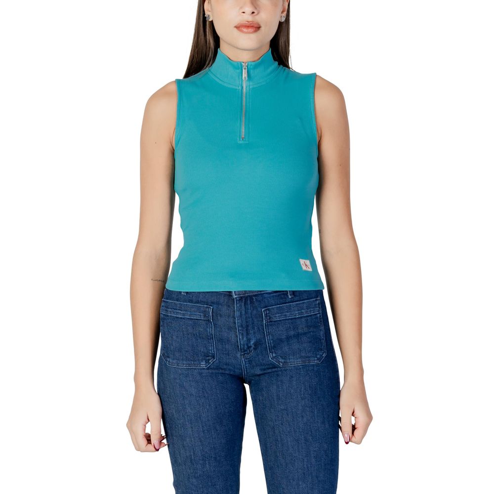 Calvin Klein Jeans Turquoise Cotton Top