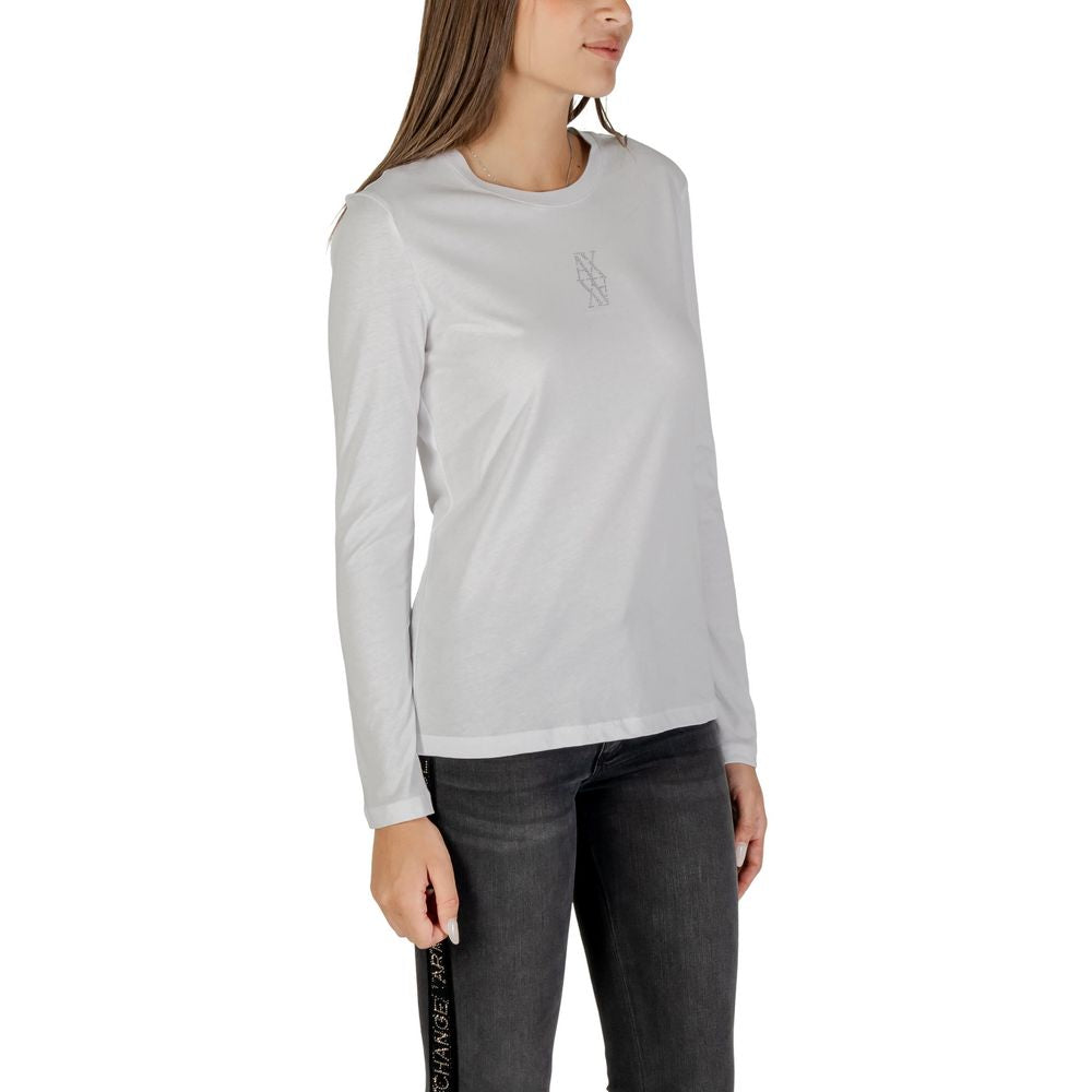 Armani Exchange Weißes Baumwoll-Langarm-T-Shirt