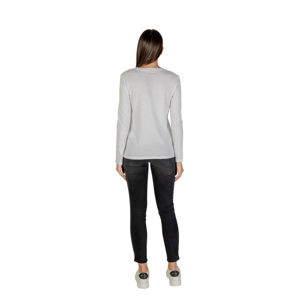 Armani Exchange Weißes Baumwoll-Langarm-T-Shirt