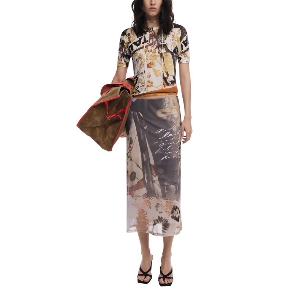 Desigual Beige Polyester Long Skirt
