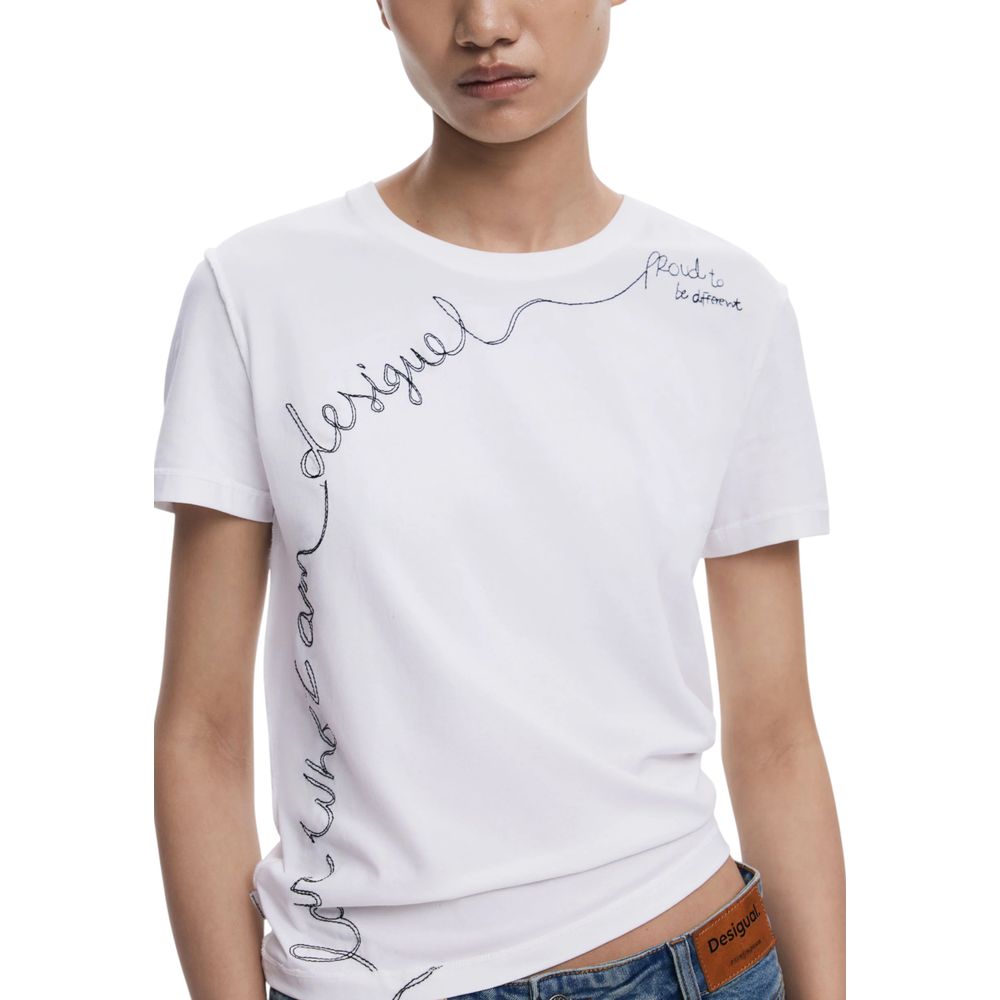 Desigual White Cotton T-Shirt