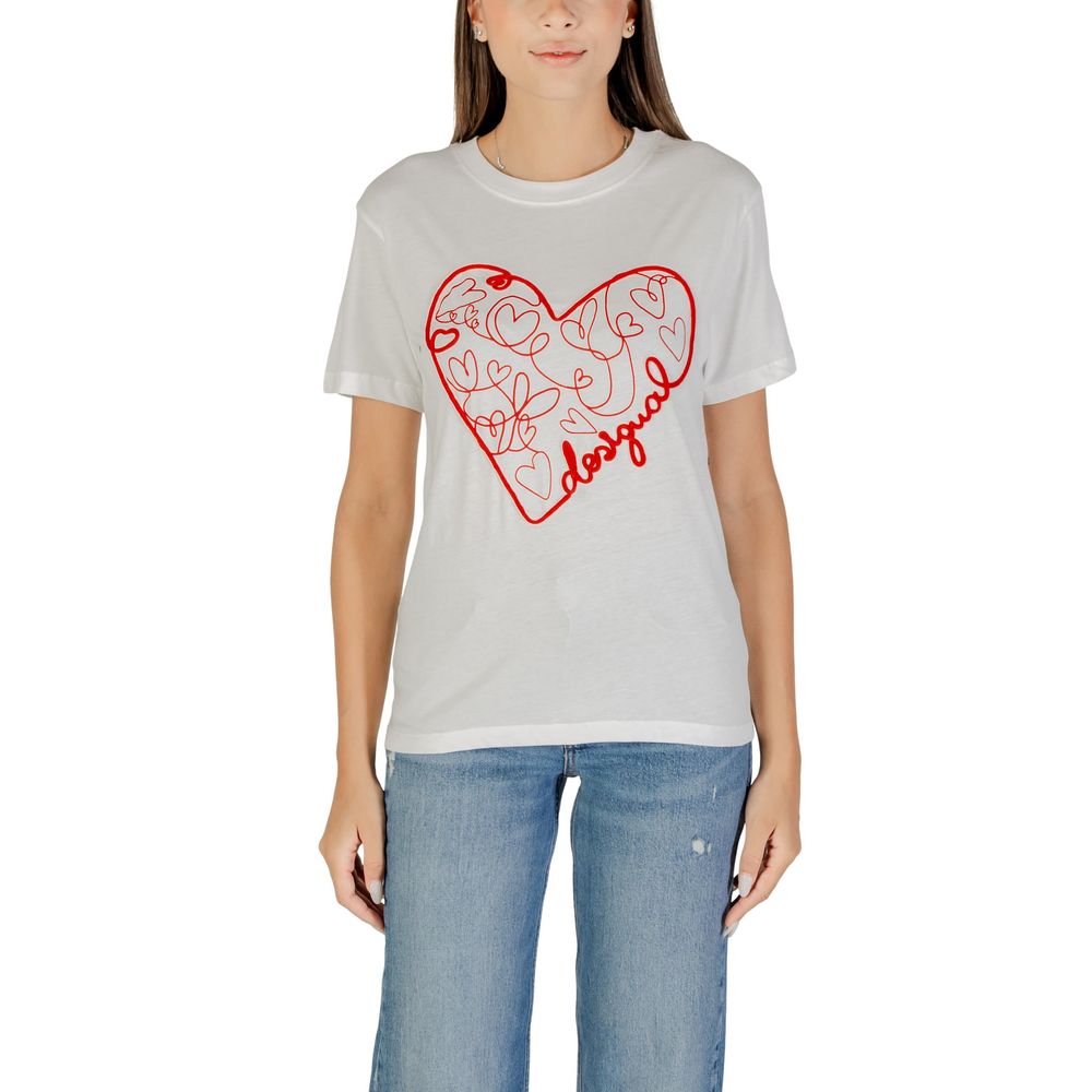 Desigual White Cotton T-Shirt