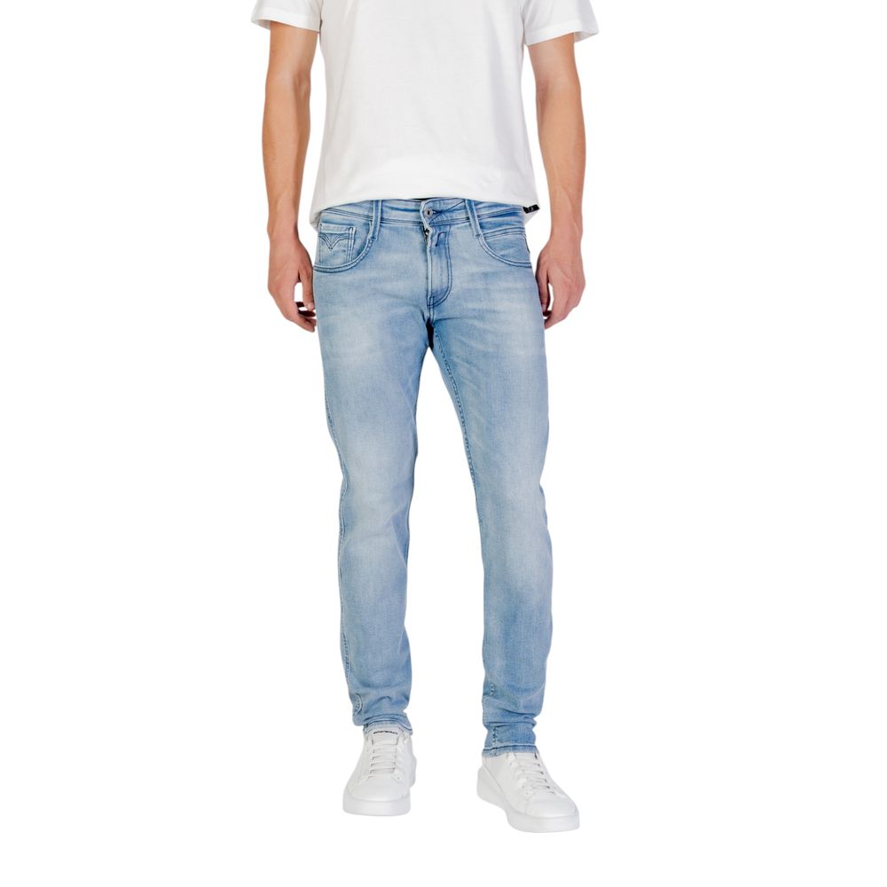 Replay Light Blue Cotton Relaxed Fit Jeans